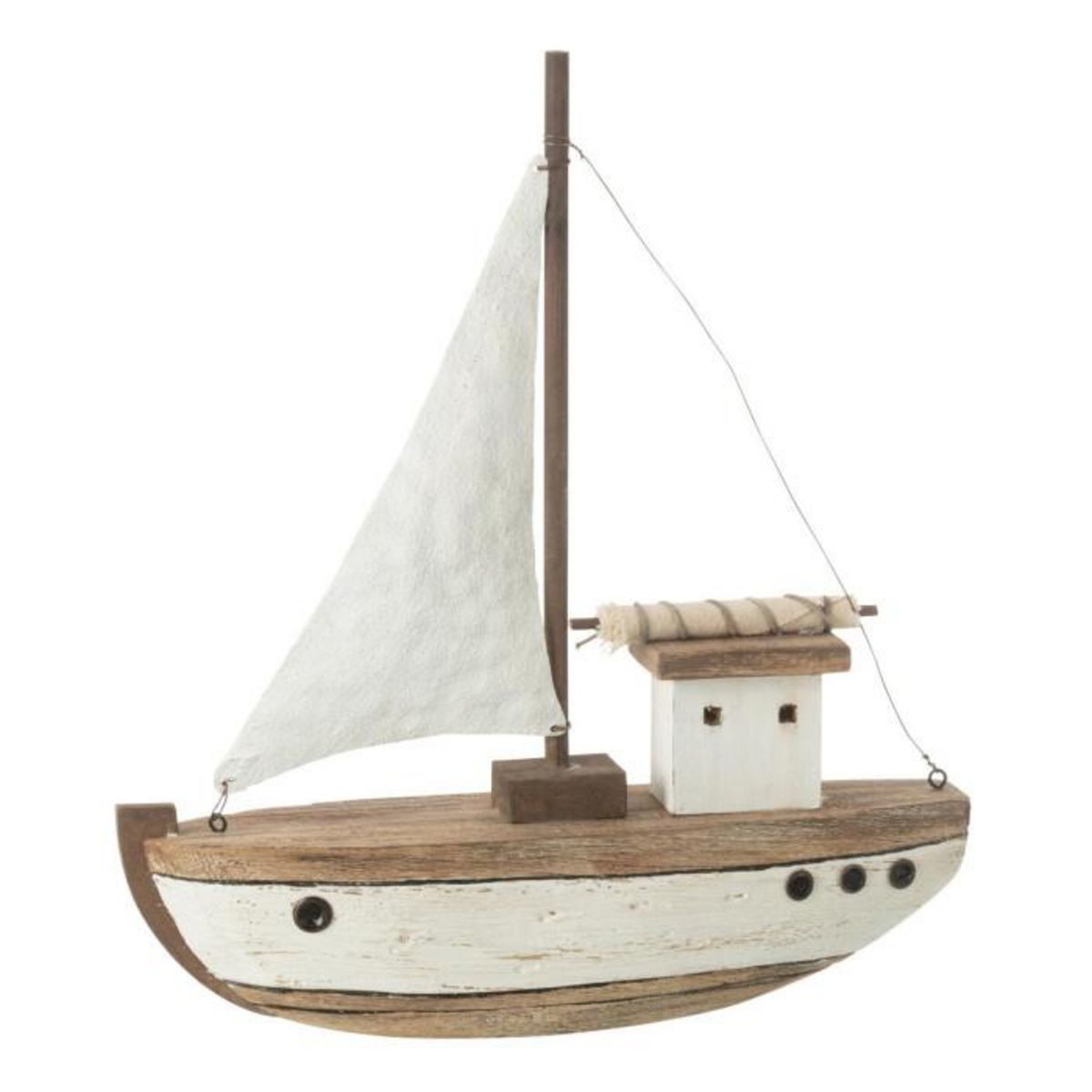 Paris Prix Bateau 1 Voile en Bois  Gene  31cm Naturel & Blanc
