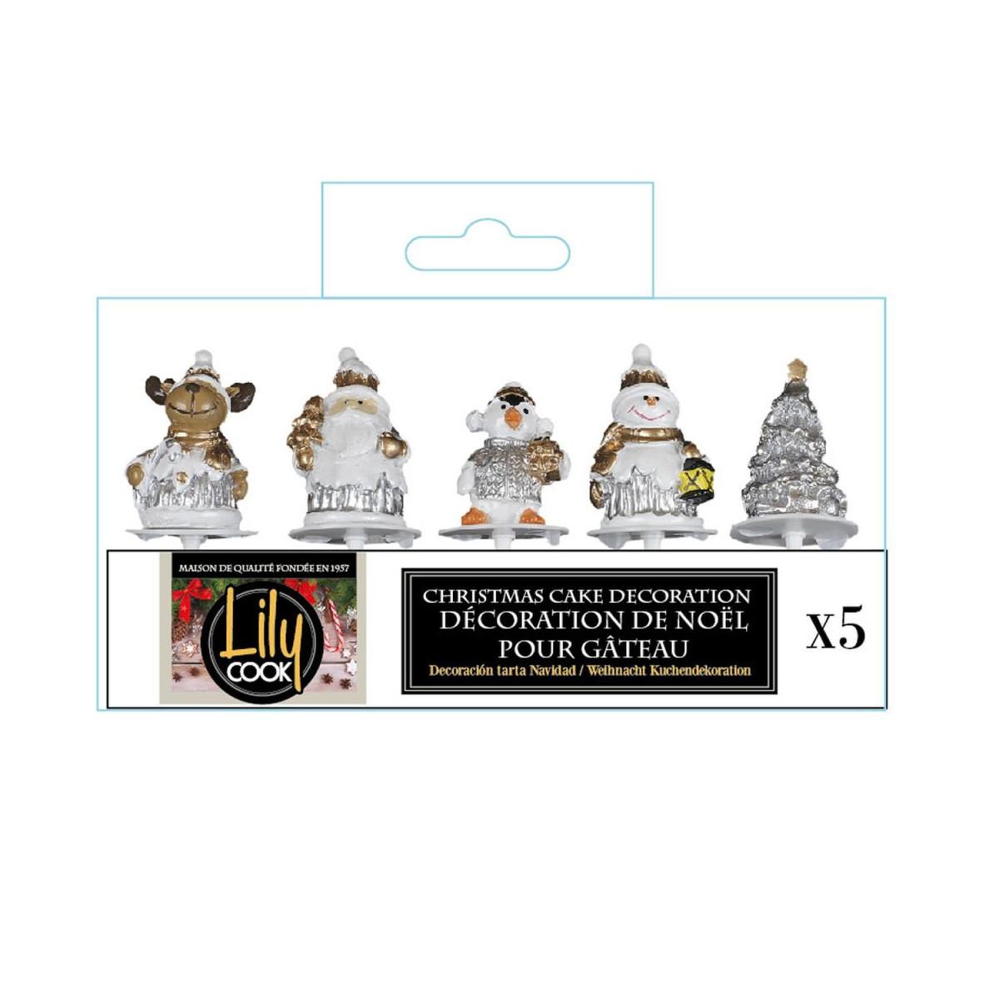 Voir la diapositive 5 : Lily Cook Lot de 5 Décorations de Noël  Gâteaux  6cm Argent