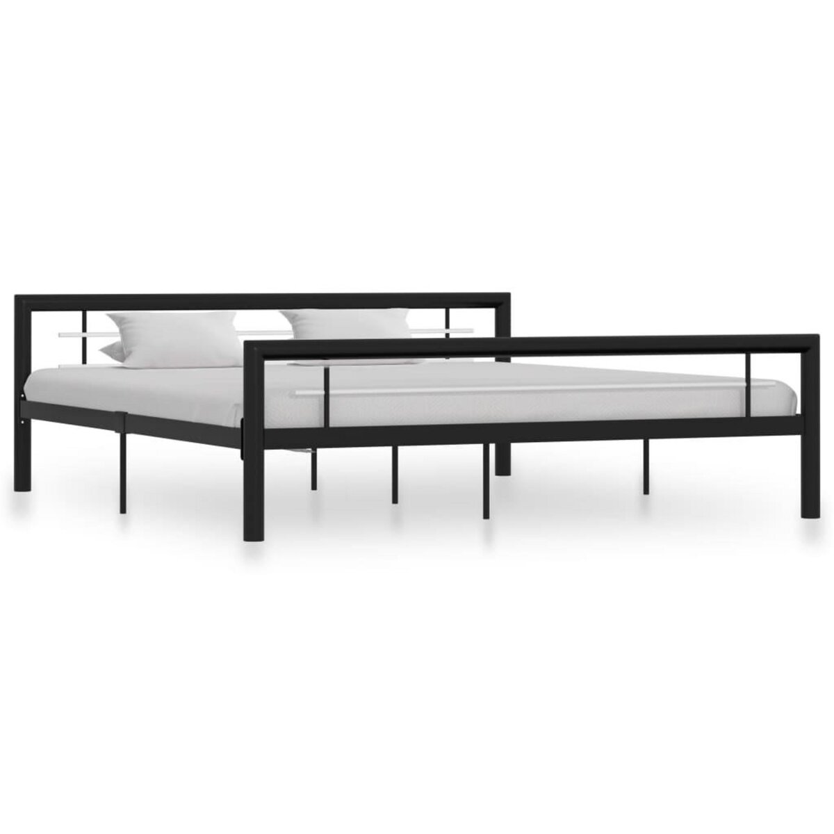 VIDAXL Cadre de lit Noir et blanc Metal 180 x 200 cm