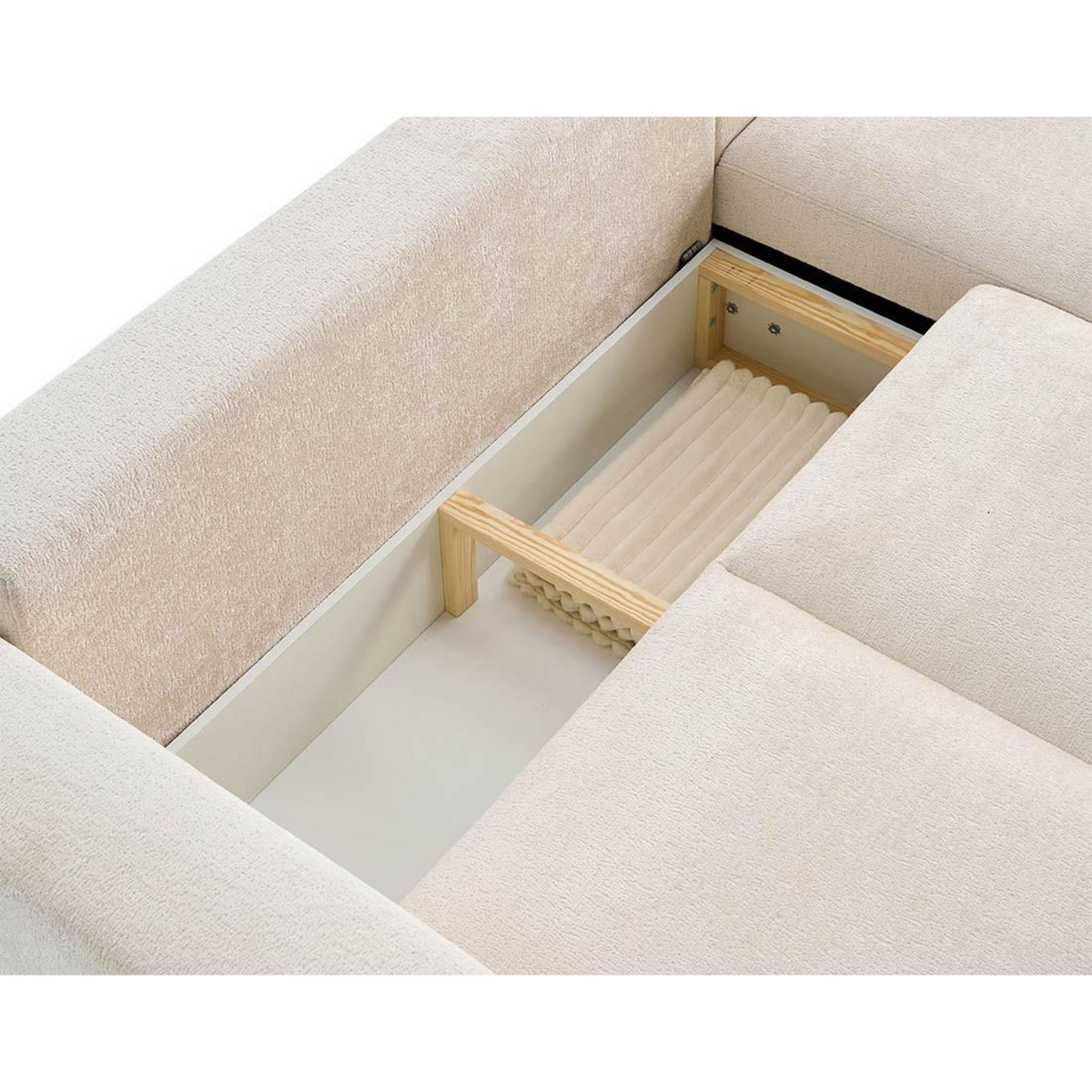 LISA DESIGN Livy - canapé d'angle réversible 4 places convertible avec coffre en velours texturé