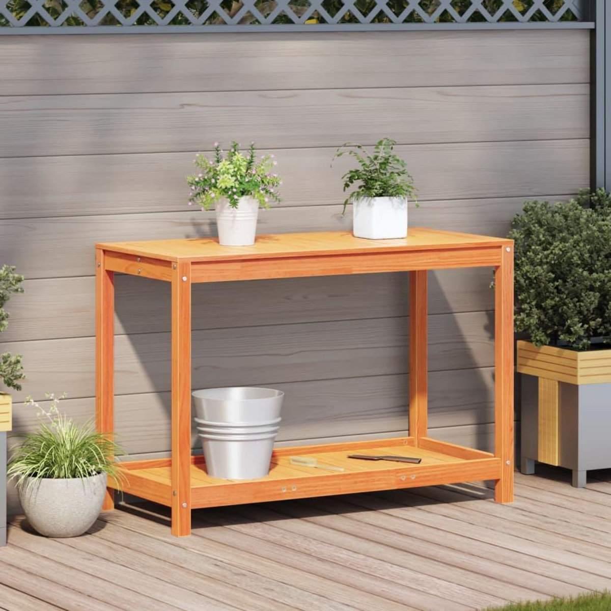 VIDAXL Table de rempotage avec etagere cire marron bois massif de pin