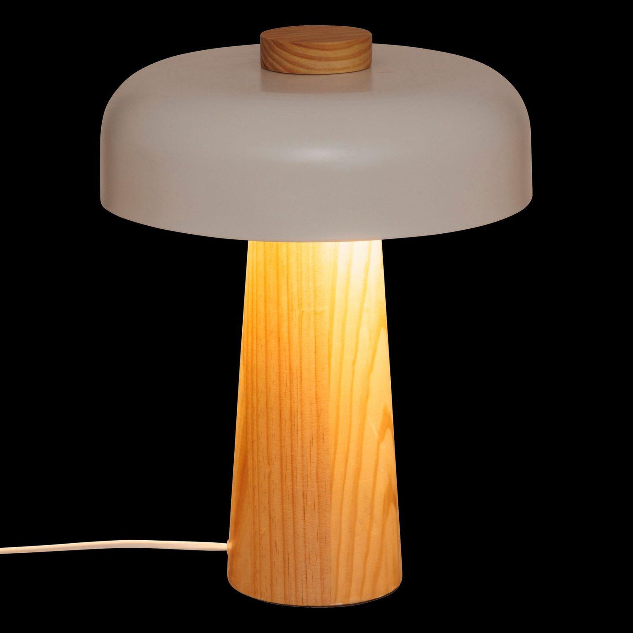 Voir la diapositive 6 : ATMOSPHERA Lampe champignon en bois et acier pola - beige