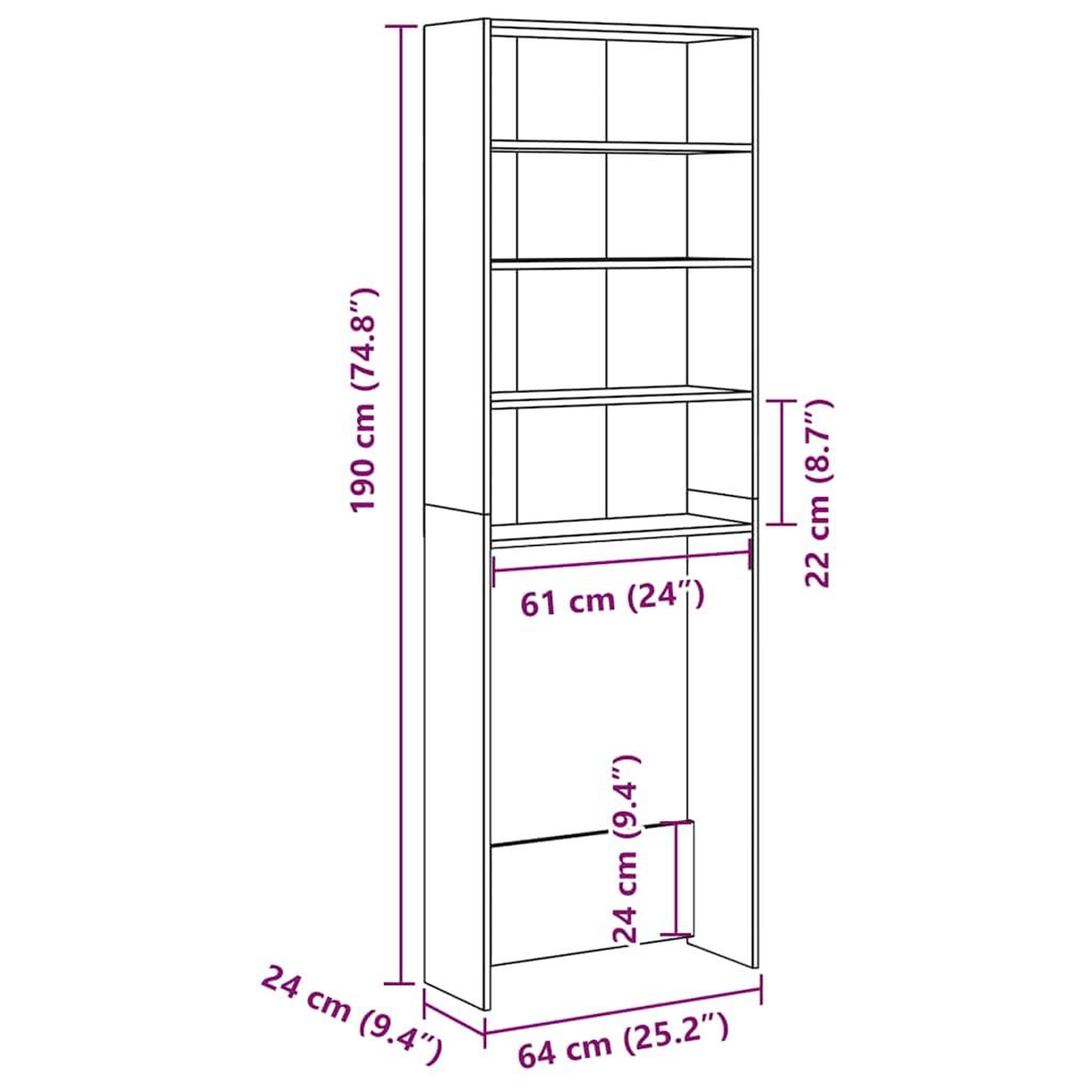Voir la diapositive 6 : VIDAXL Meuble pour machine a laver vieux bois 64x24x190 cm