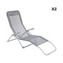 Voir la diapositive 6 : SWEEEK Lot de 2 bains de soleil pliants - Levito Gris Anthracite - Transats textilène 2 positions. chaises longues