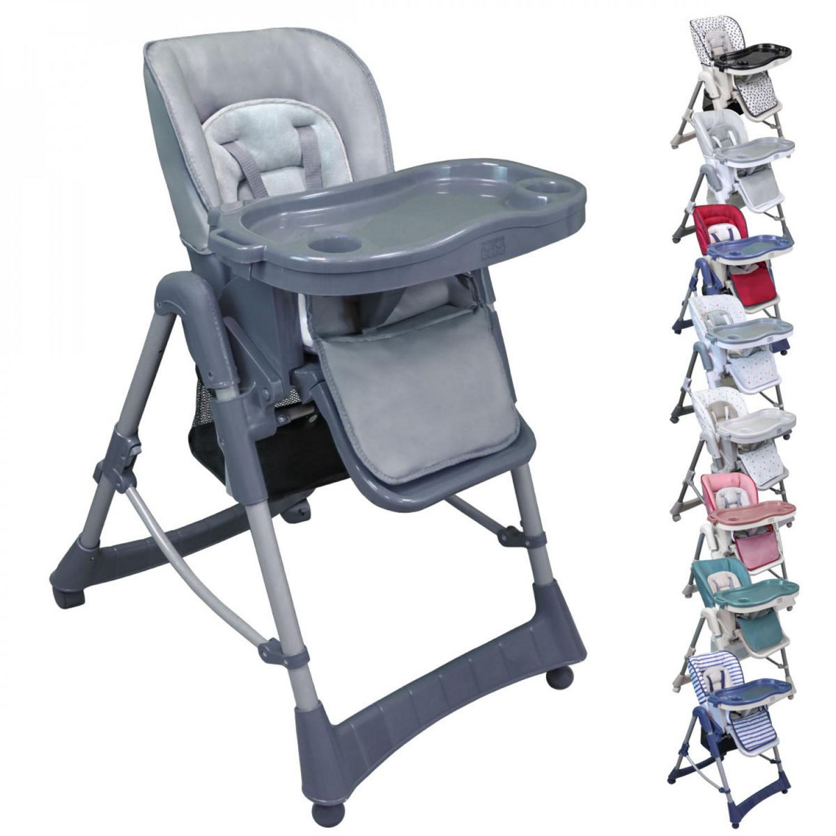 Monsieur Bébé Chaise haute bébé pliable réglable hauteur dossier tablette - Ptit