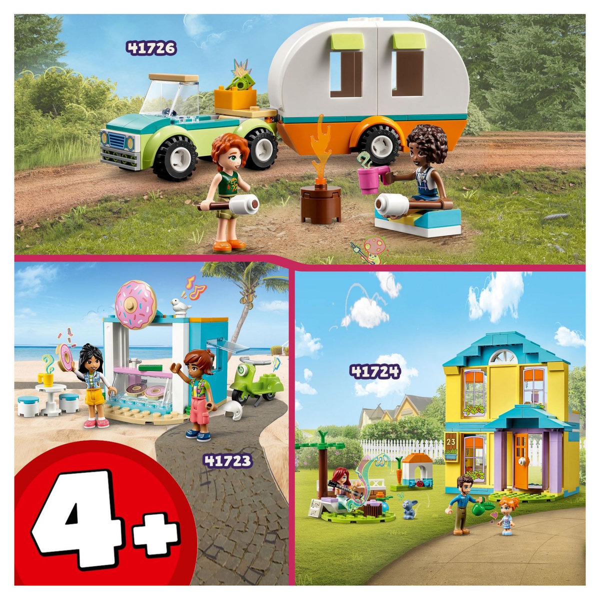 LEGO Friends 41723 Boutique de donuts, Set de Café, Jouet Filles et Garçons 4 Ans avec Mini-Poupées Liane et Léo et Scooter