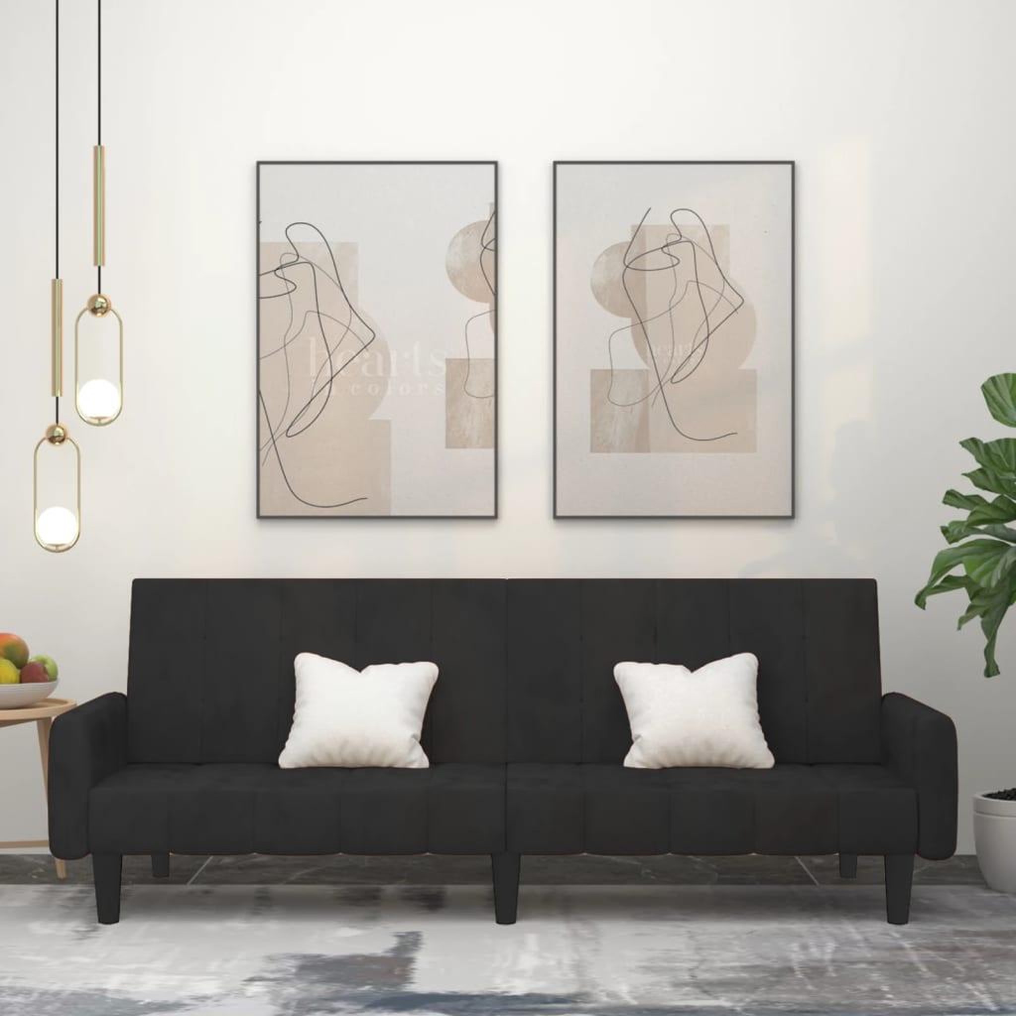 VIDAXL Canape-lit 2 places noir velours