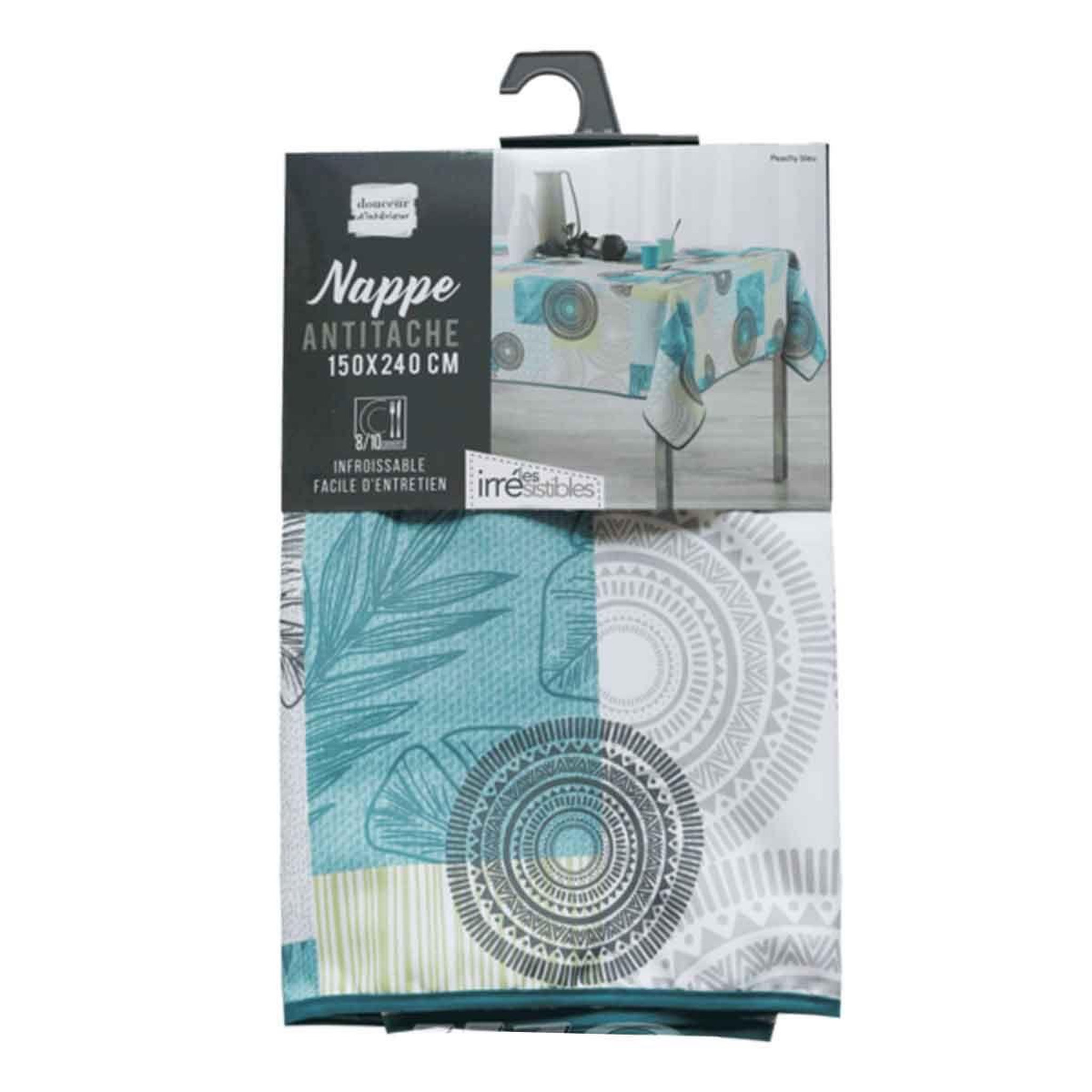 Voir la diapositive 2 : Douceur d'Intérieur Nappe antitache  peachy  150x240cm bleu