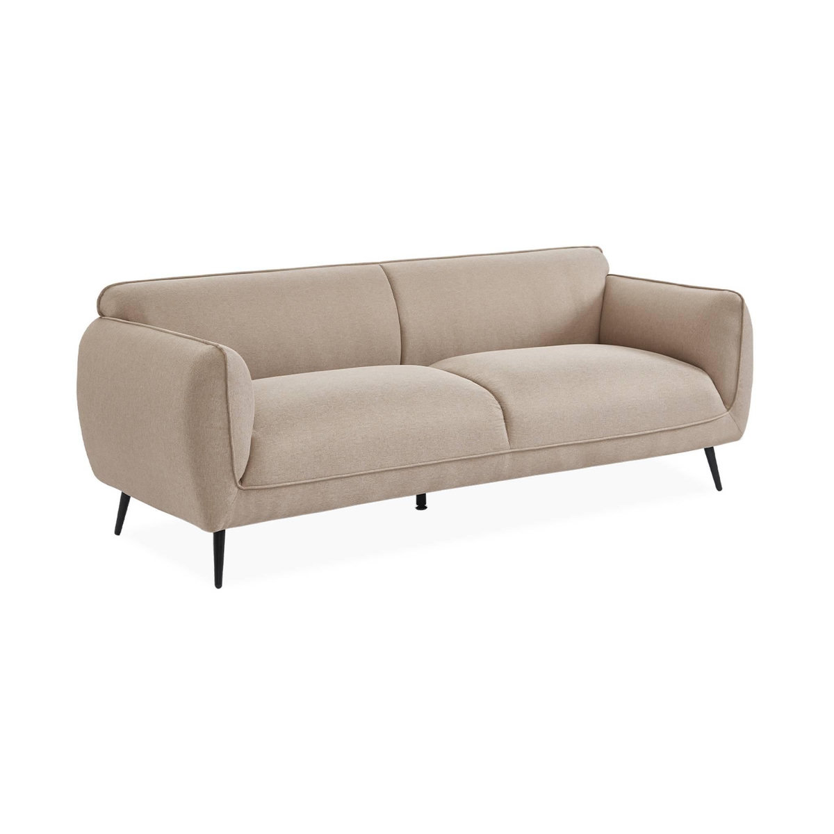 SWEEEK Canapé 3 places tissu beige et pieds métal noir