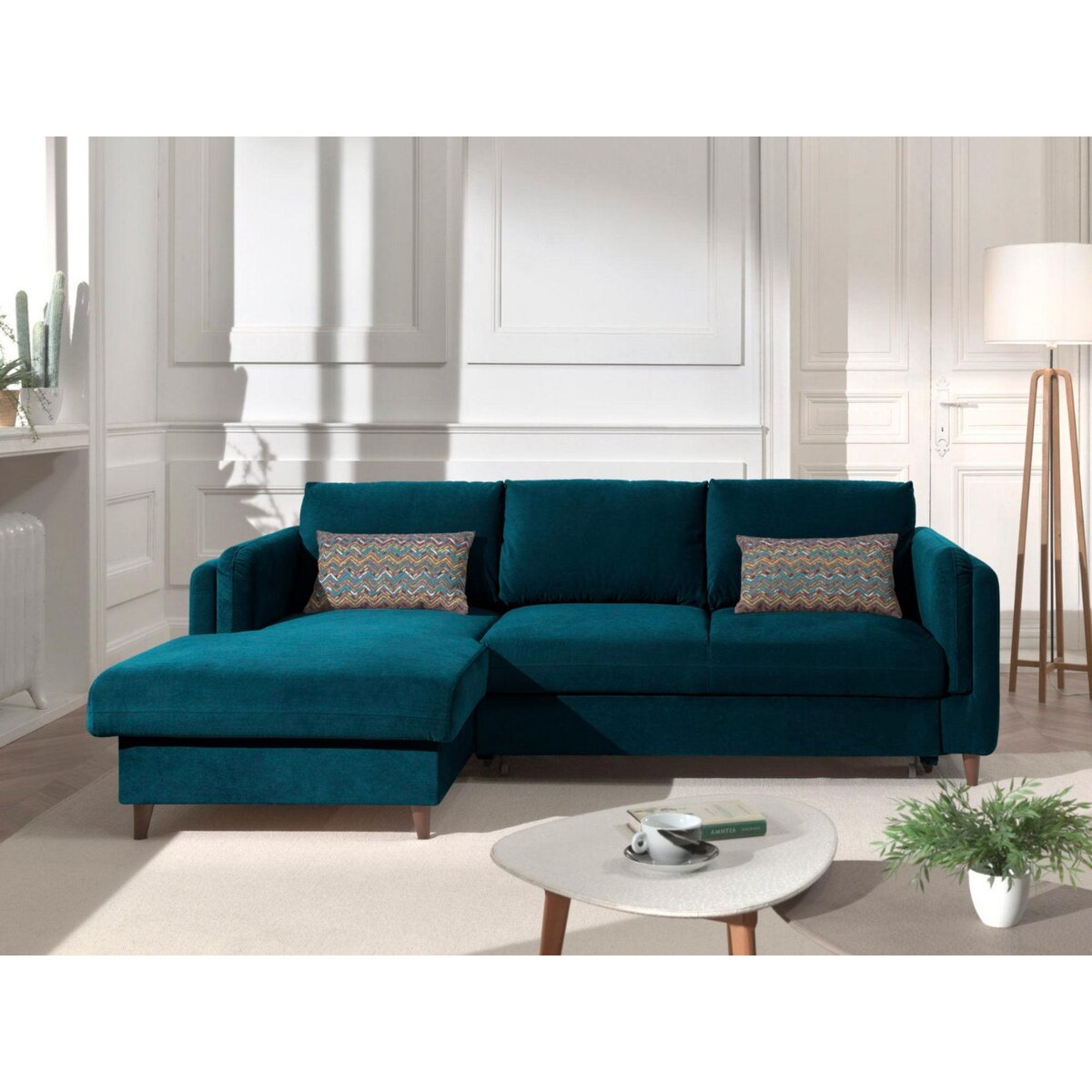 LISA DESIGN Brooke - canapé d'angle gauche - convertible avec coffre - 4 places - en velours