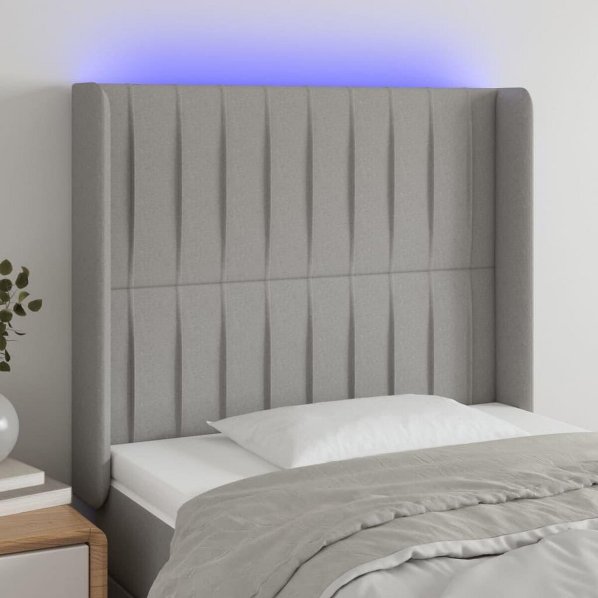 VIDAXL Tete de lit a LED Gris clair 83x16x118/128 cm Tissu
