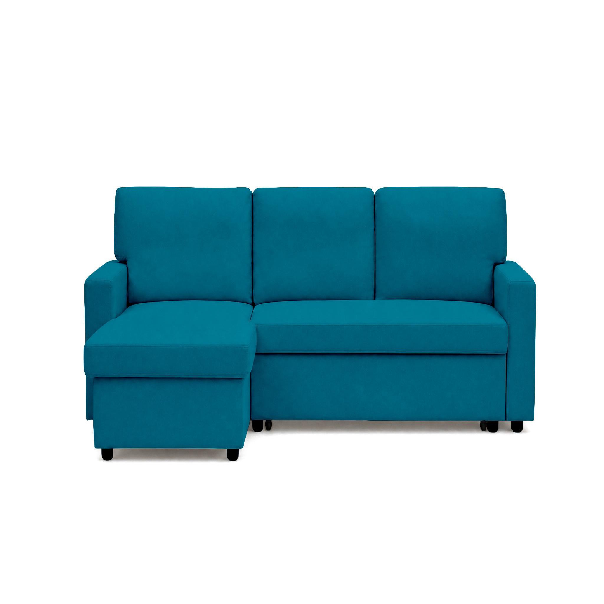 Voir la diapositive 1 : BEST MOBILIER Meiya - canapé d'angle réversible 4 places convertible avec coffre en tissu