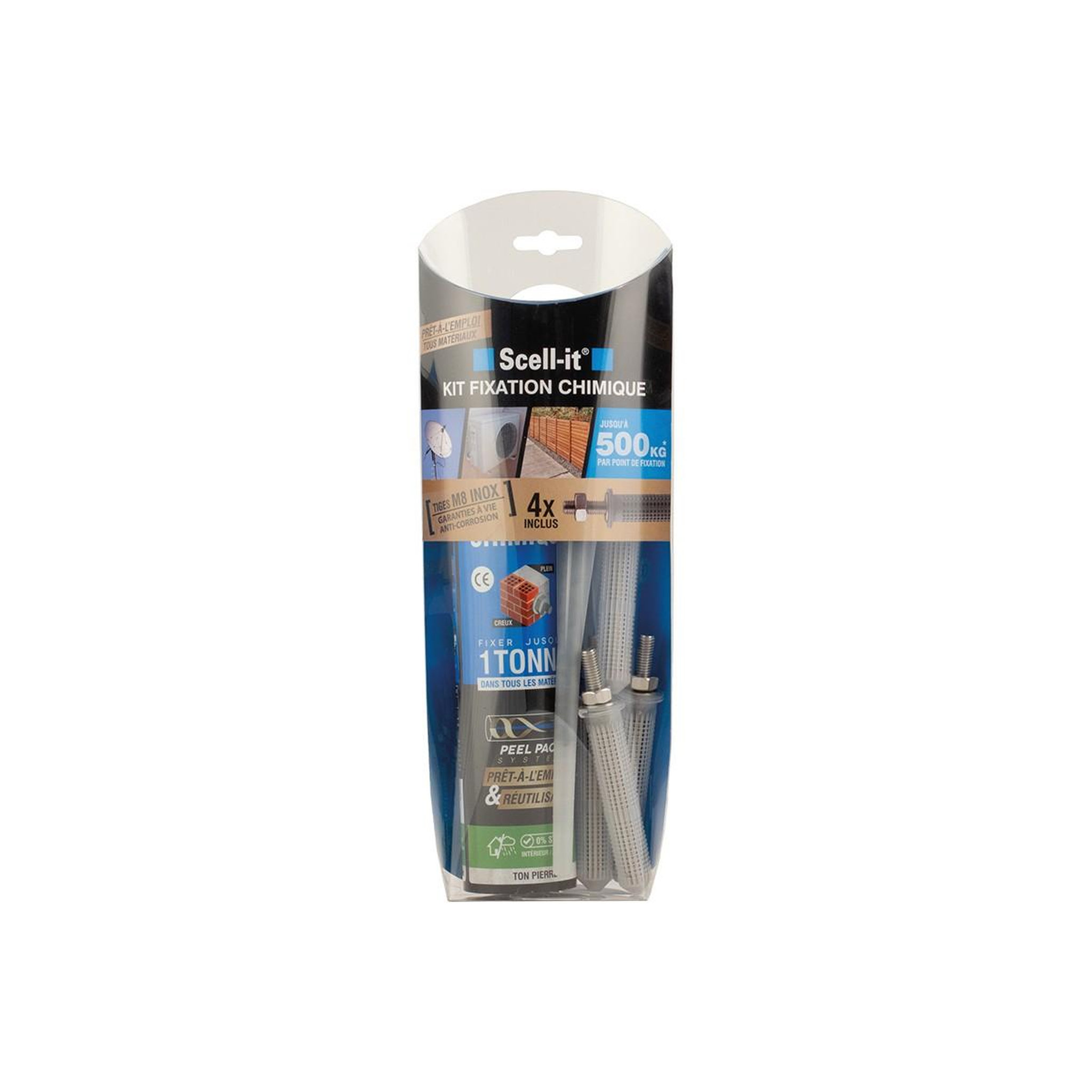SCELL-IT Kit de scellement chimique tiges inox m8 garanties à vie jsqu'à 500kg résistance scell-it