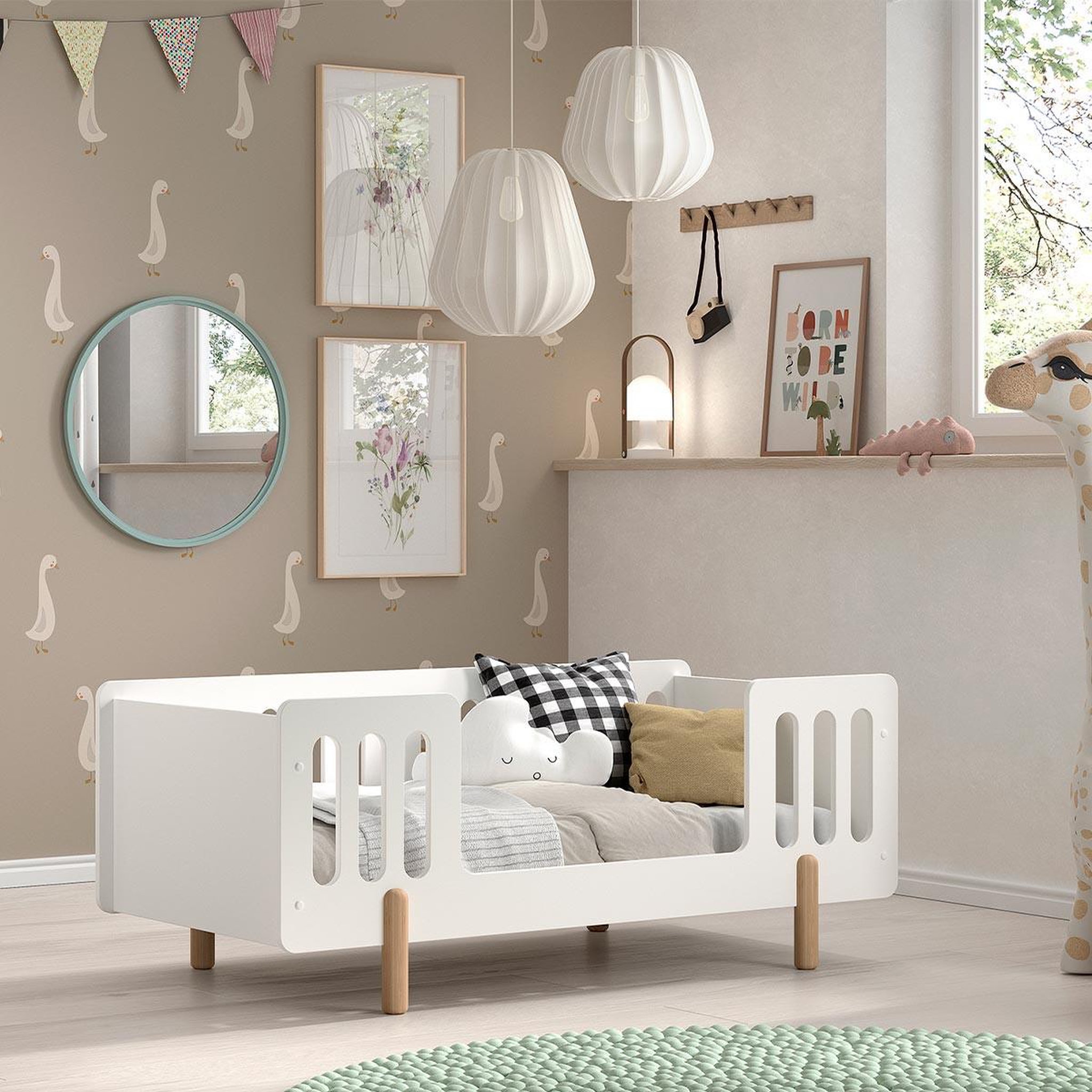 Voir la diapositive 3 : Paris Prix Lit enfant scandinave  smile  70x140cm blanc