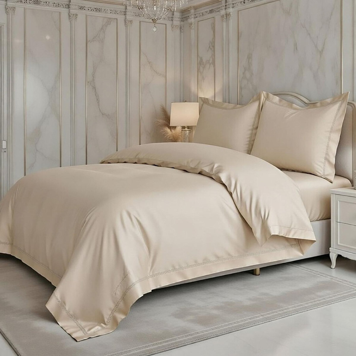 Home collection Parure housse de couette en coton 120 fils brodé