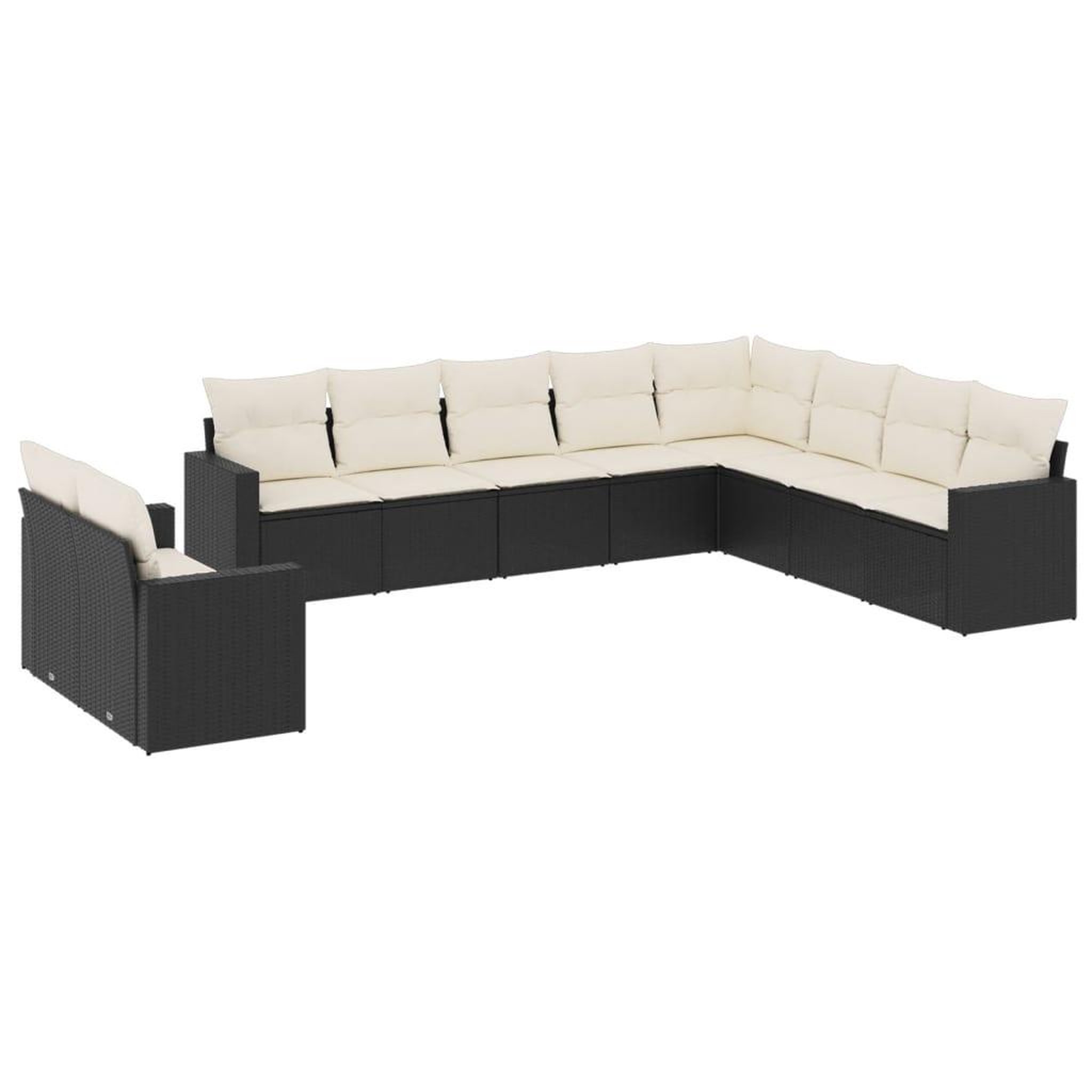 Voir la diapositive 2 : VIDAXL Salon de jardin 10 pcs avec coussins noir resine tressee