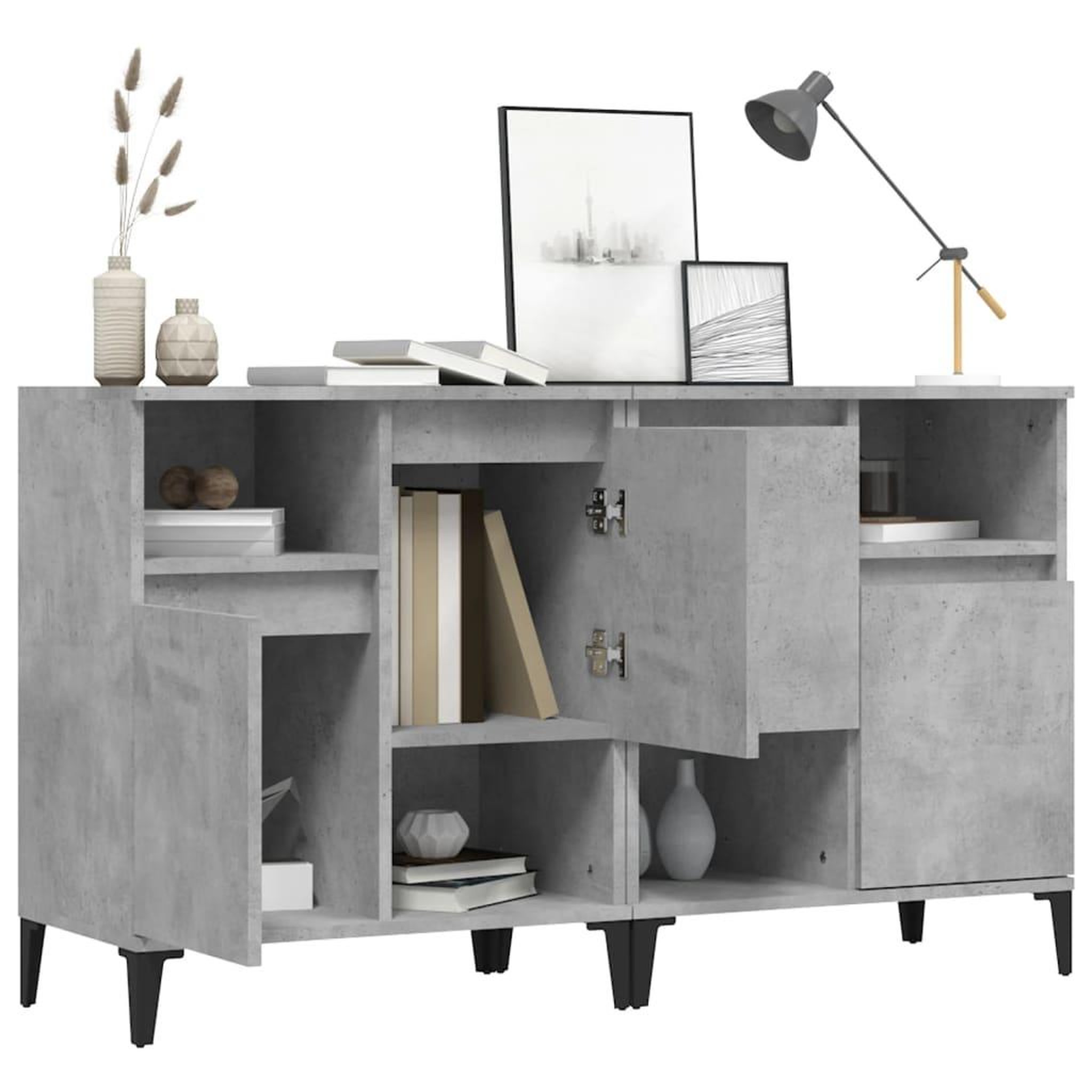 Voir la diapositive 4 : VIDAXL Buffets 2 pcs gris beton 60x35x70 cm bois d'ingenierie