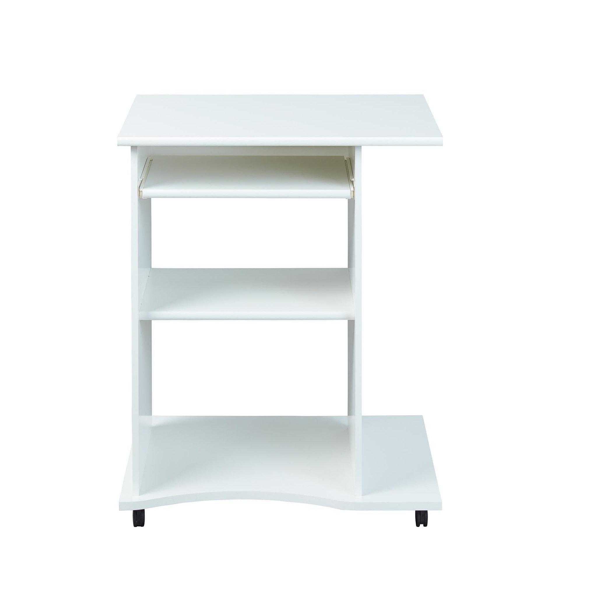 Voir la diapositive 5 : Bureau droit informatique avec tablette coulissante et roulettes L80cm  ADRIEN