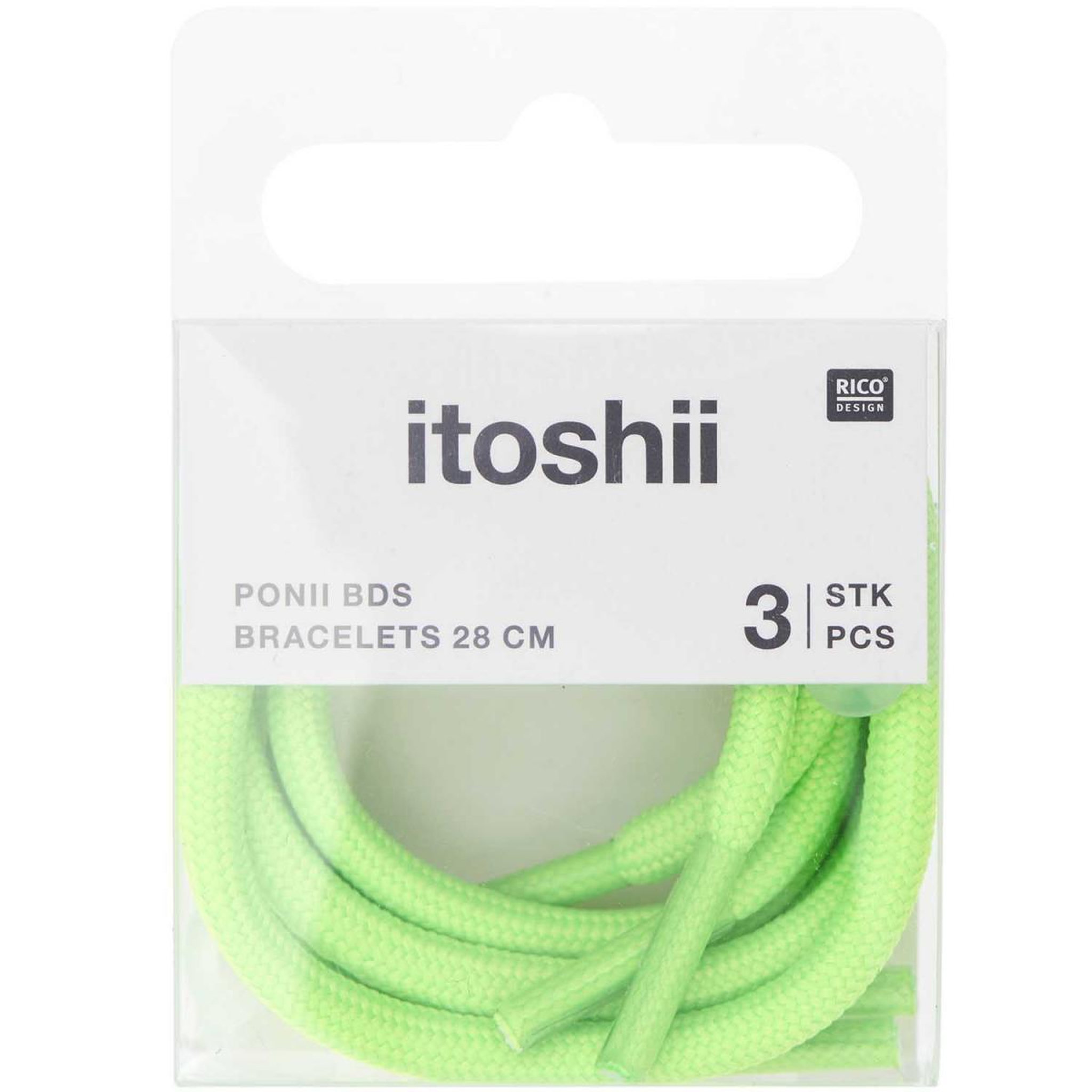 RICO DESIGN Itoshii pack 3 cordons 28cm vert fluo