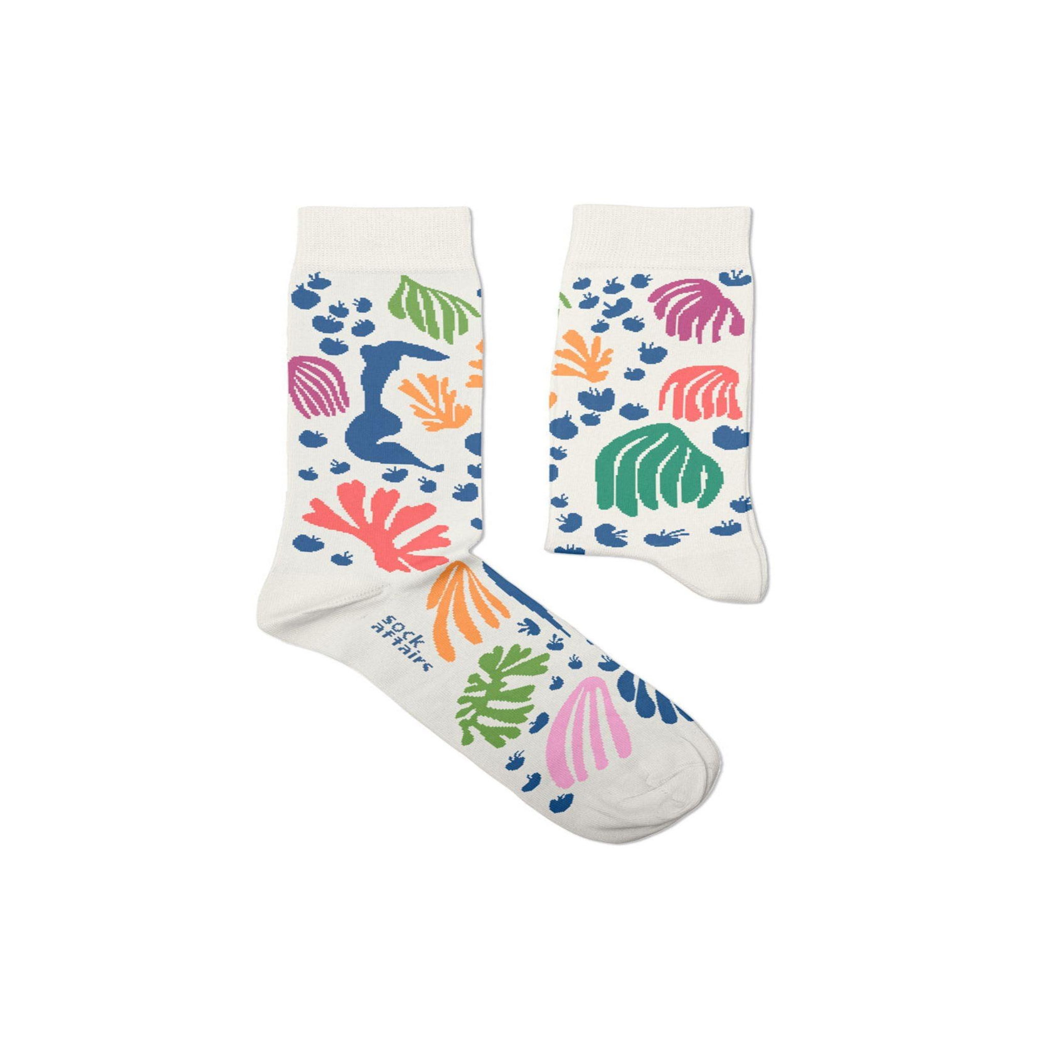 SOCK AFFAIRS Chaussettes la perruche et la sirène, henri matisse. Coloris disponibles : Blanc