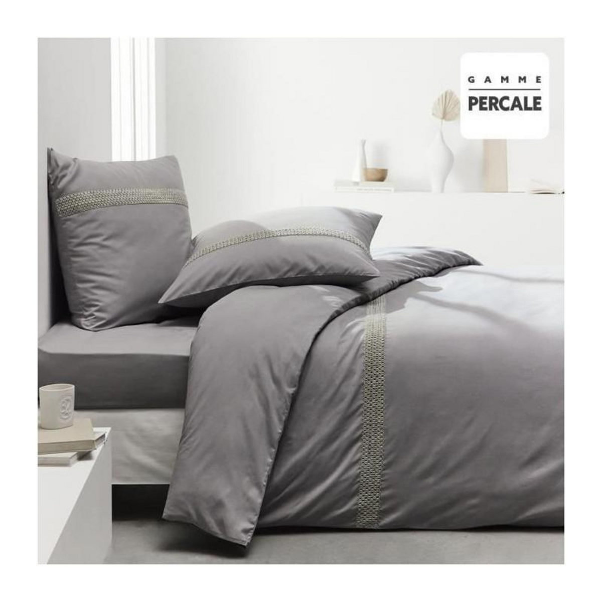 Today Parrure de lit TODAY Prestige - 220 x 240 cm - 2 personnes - 100% Percale finition macramé - Acier