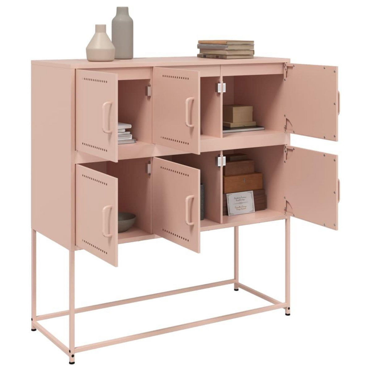 VIDAXL Buffet rose 100,5x39x107 cm acier