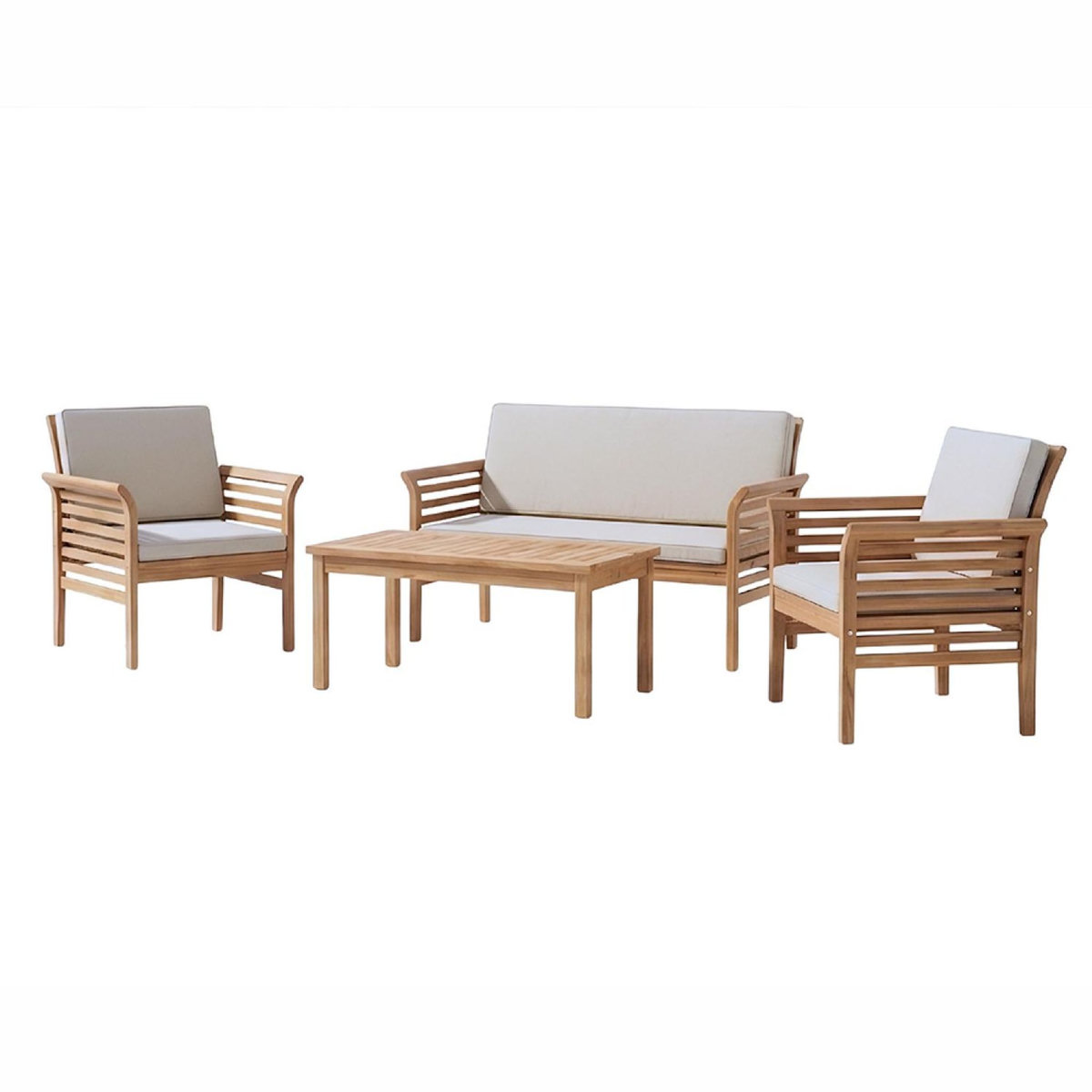 CONCEPT USINE Salon de jardin 4 places en acacia KAMPOT