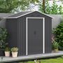 Voir la diapositive 4 : OUTSUNNY Abri de jardin - remise pour outils - cabanon porte verrouillable - dim. 194L x 110l x 184H cm - tôle d'acier anthracite