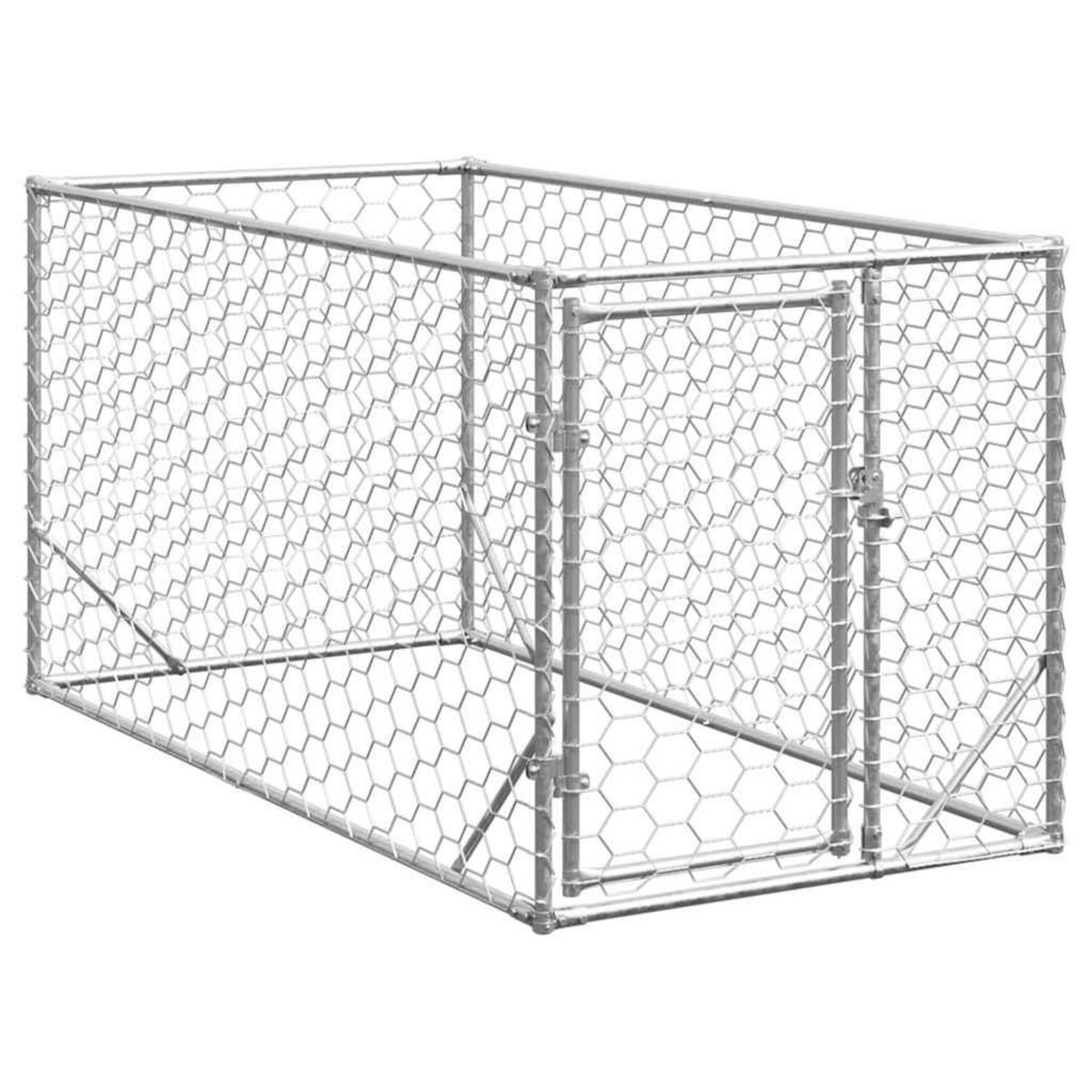 VIDAXL Chenil d'exterieur pour chiens porte 2x1x1 m acier galvanise