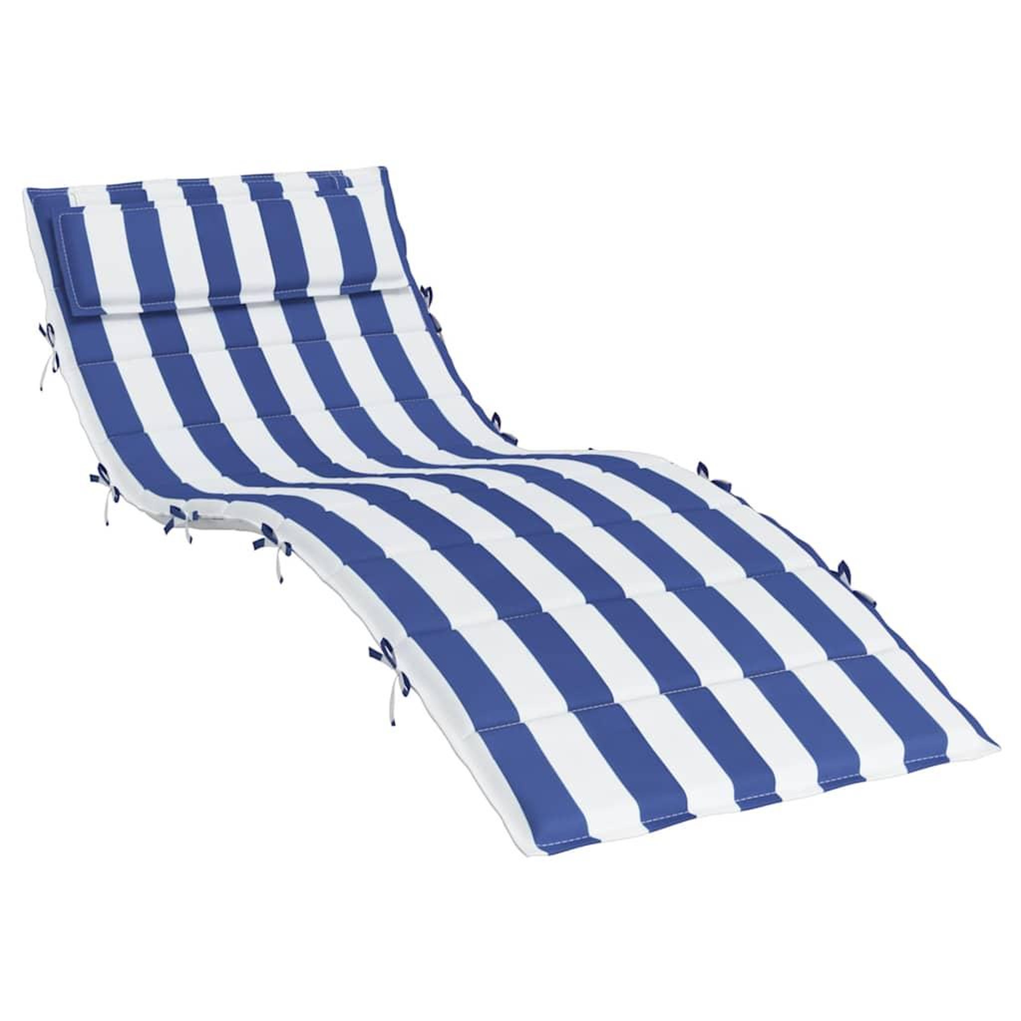 Voir la diapositive 2 : VIDAXL Coussin de chaise longue rayures bleues/blanches 180x60x3 cm