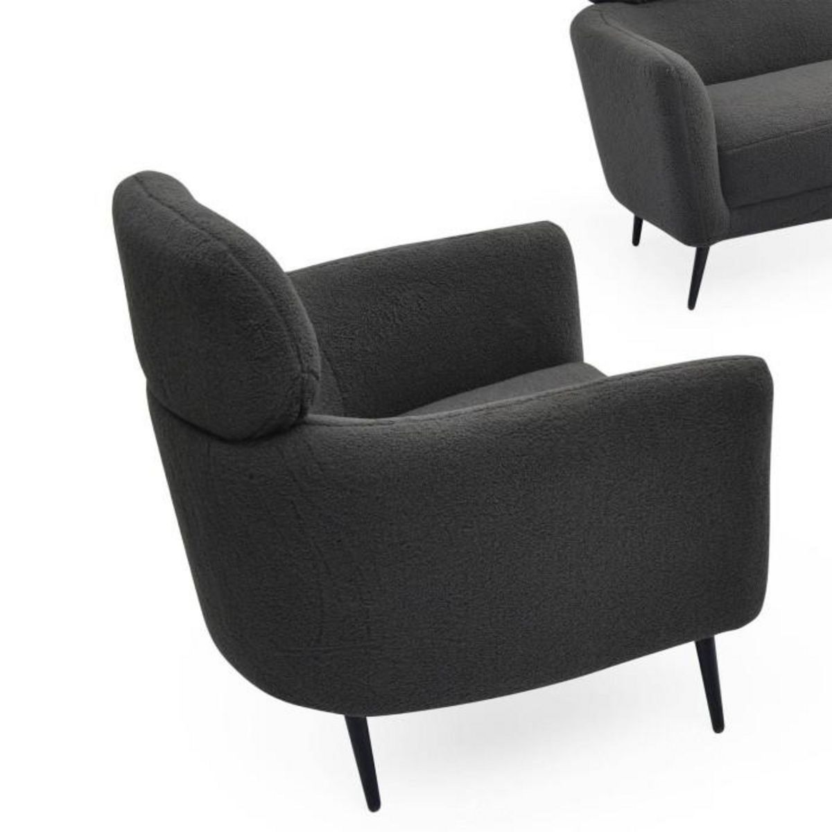 Paris Prix Fauteuil Design Bouclette  Damien  86cm Gris Foncé