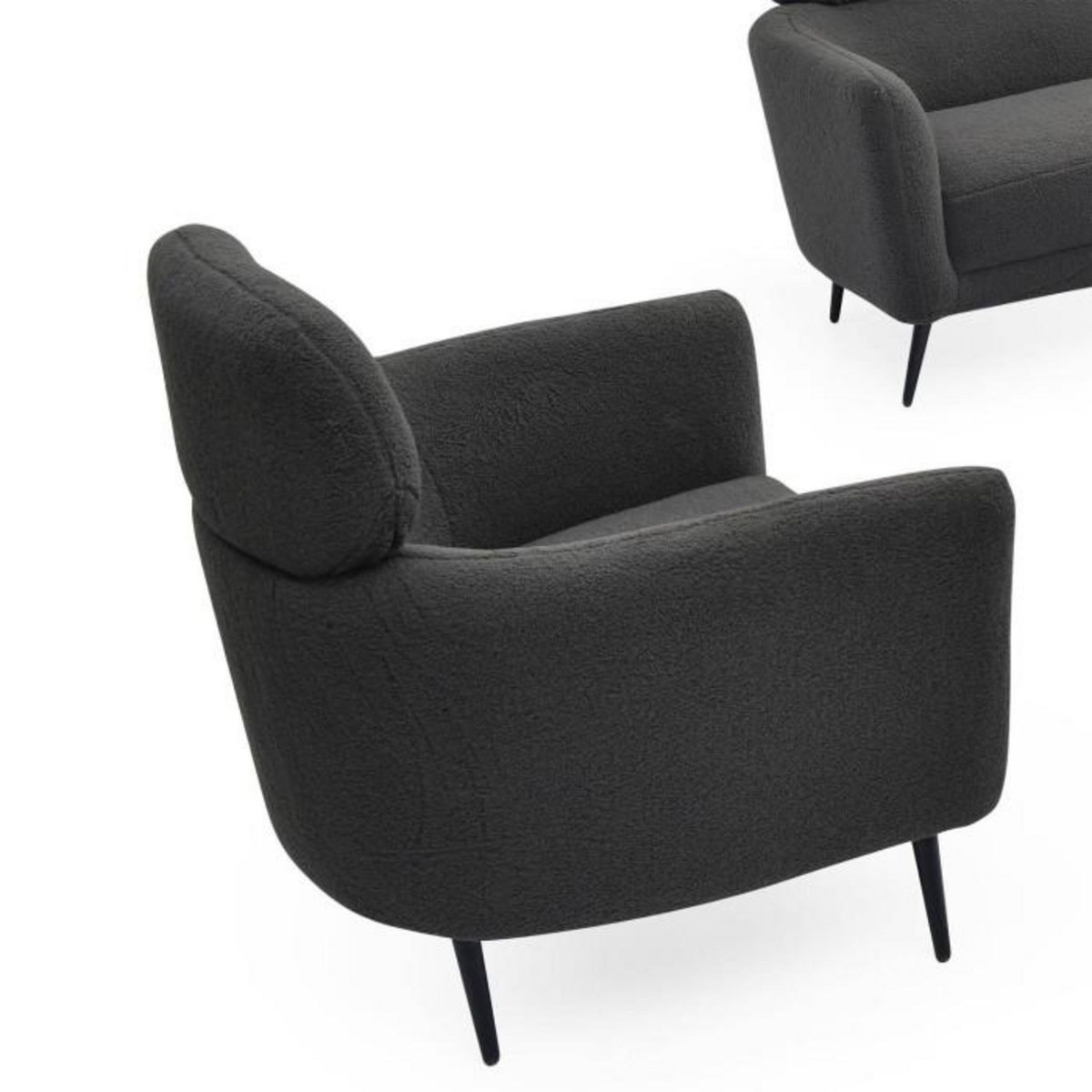 Paris Prix Fauteuil Design Bouclette  Damien  86cm Gris Foncé