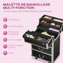 Voir la diapositive 4 : HOMCOM Valise trolley maquillage malette cosmétique vanity poignée télescopique réglable 36L x 23l x 58H cm alu
