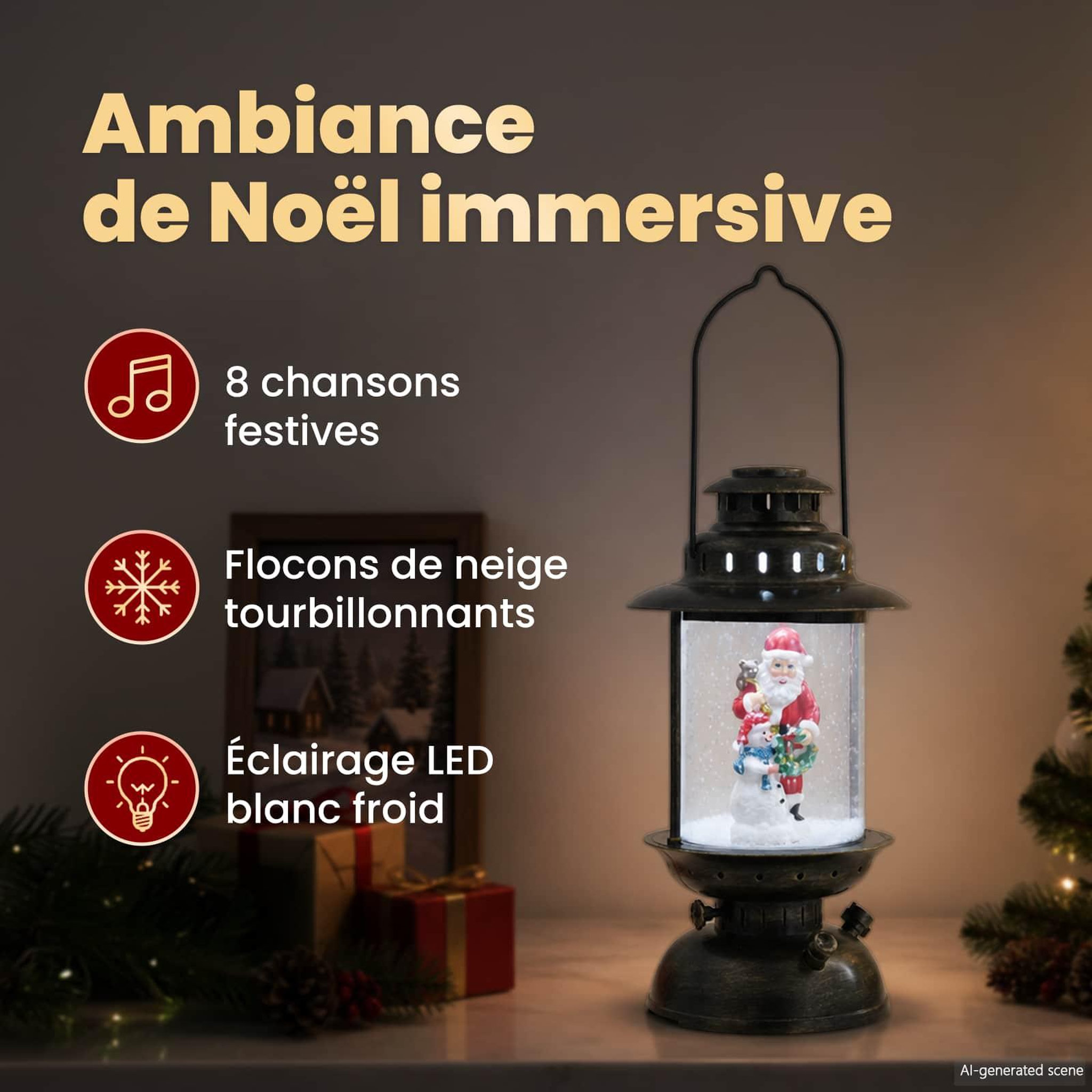 Voir la diapositive 4 : VIDAXL Christmas Lantern ESPOO Blanc froid Ø 21 x 40,5 cm