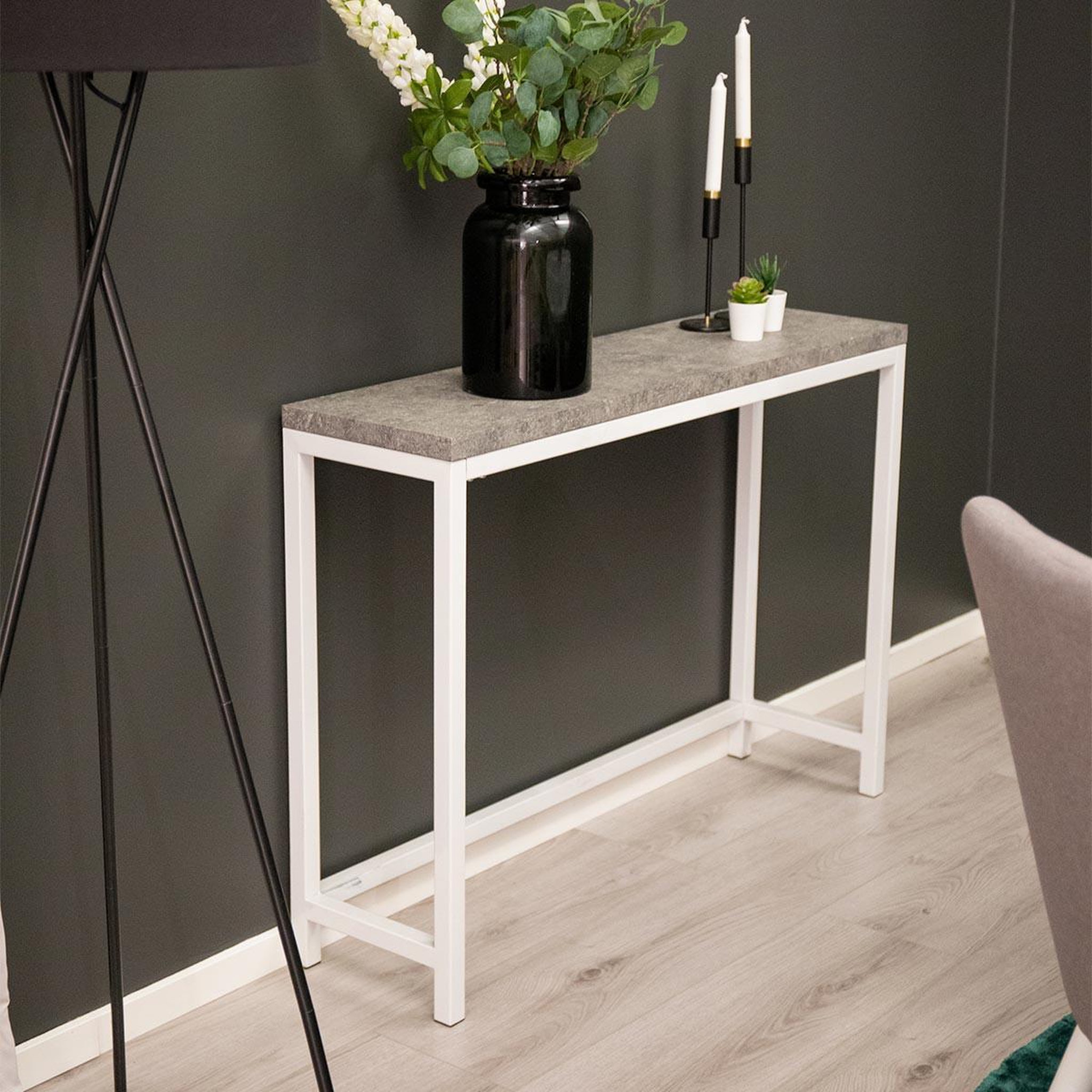 Voir la diapositive 3 : Paris Prix Console design  rise  110cm gris & blanc