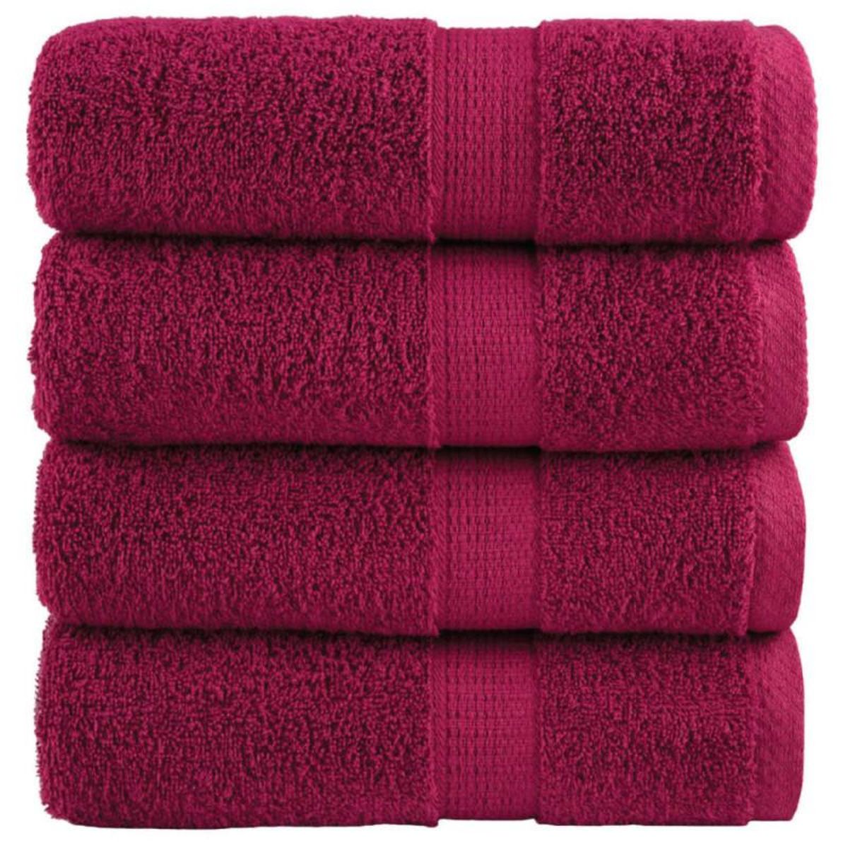 VIDAXL Serviettes de visage de qualité sup. SOLUND 4 pcs bordeaux