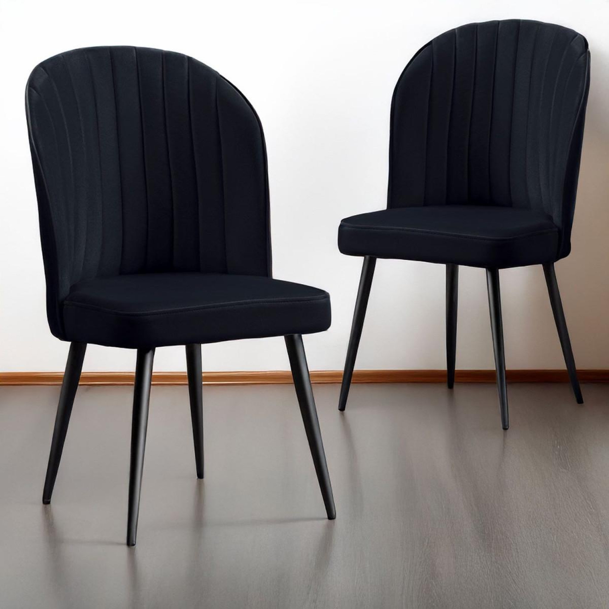 Voir la diapositive 6 : Paris Prix Lot de 2 Chaises Matelassées en Velours  Carmela  87cm Noir