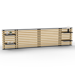 ID MARKET Tête de lit suspendue en lattes DETROIT 240 cm bois et métal noir avec étagères design industriel