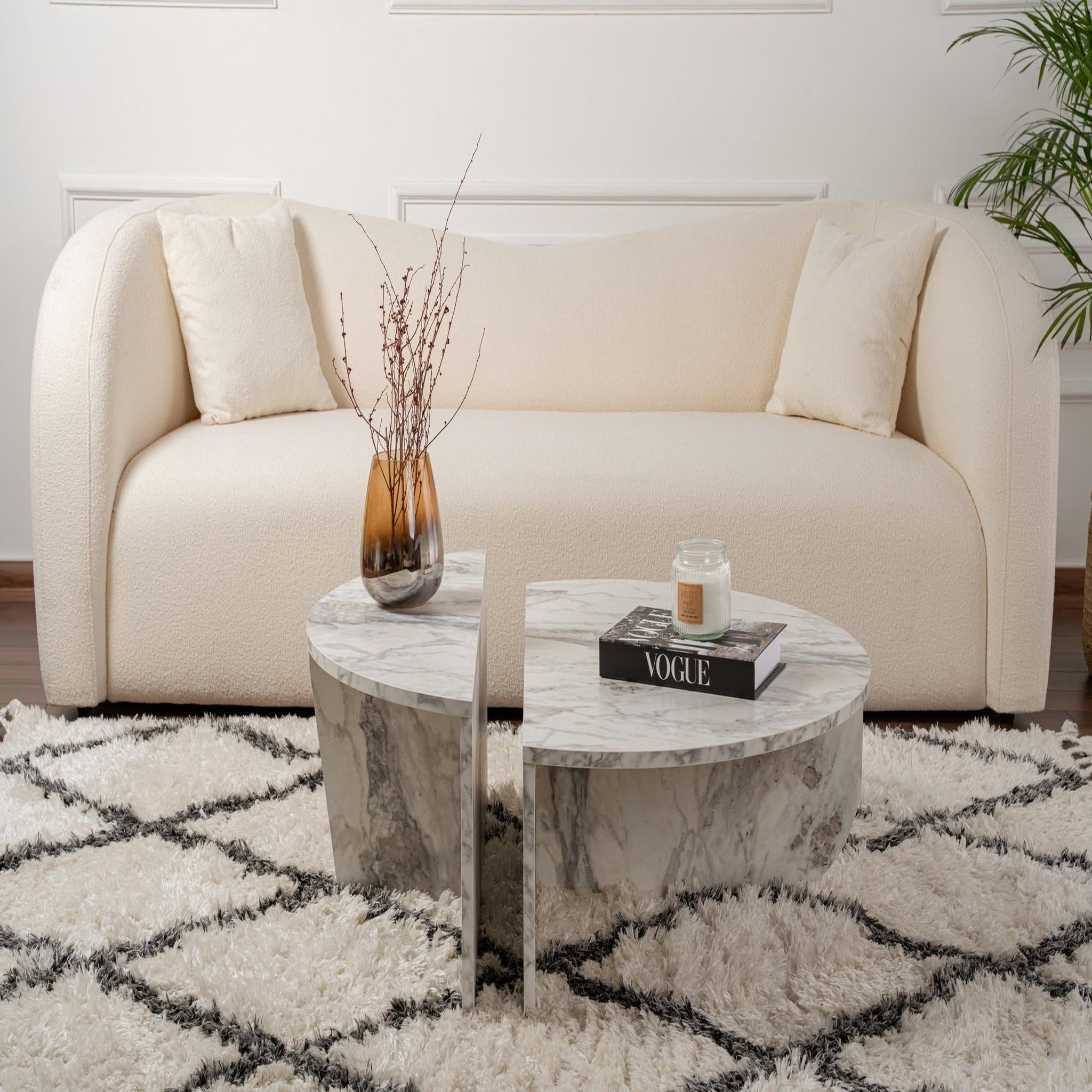 Voir la diapositive 4 : Habitat et Jardin Table basse en bois  orion  90 x 60 x 30 cm - marbre de freesia