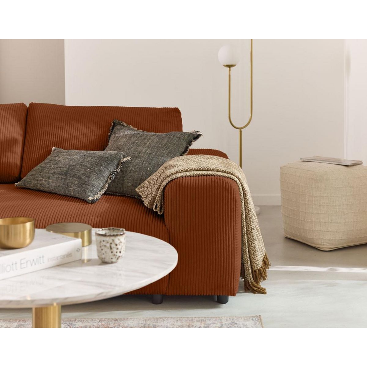LISA DESIGN Garance - canapé droit 3 places - en velours côtelé
