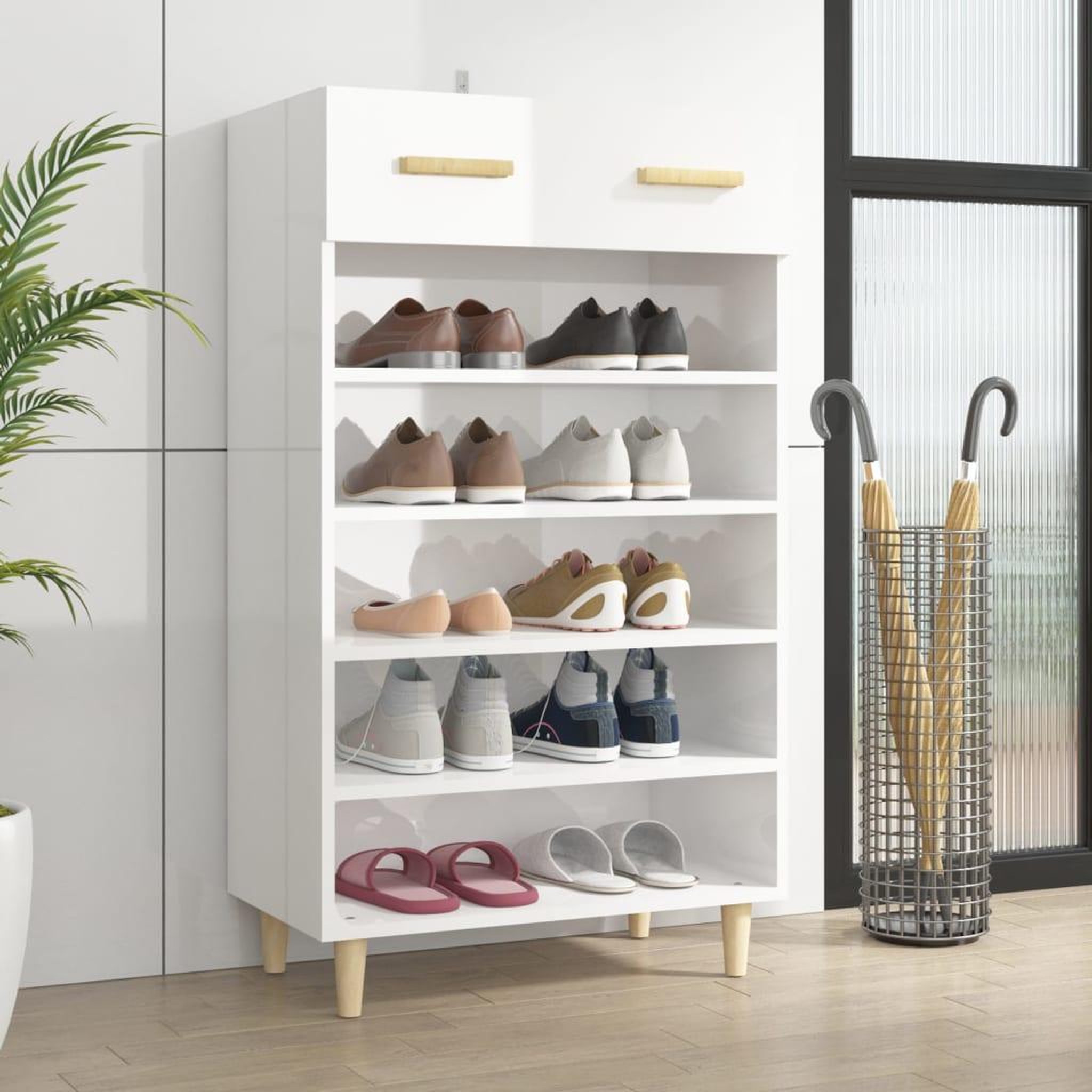 Voir la diapositive 1 : VIDAXL Armoire a chaussure Blanc brillant 60x35x105 cm Bois ingenierie