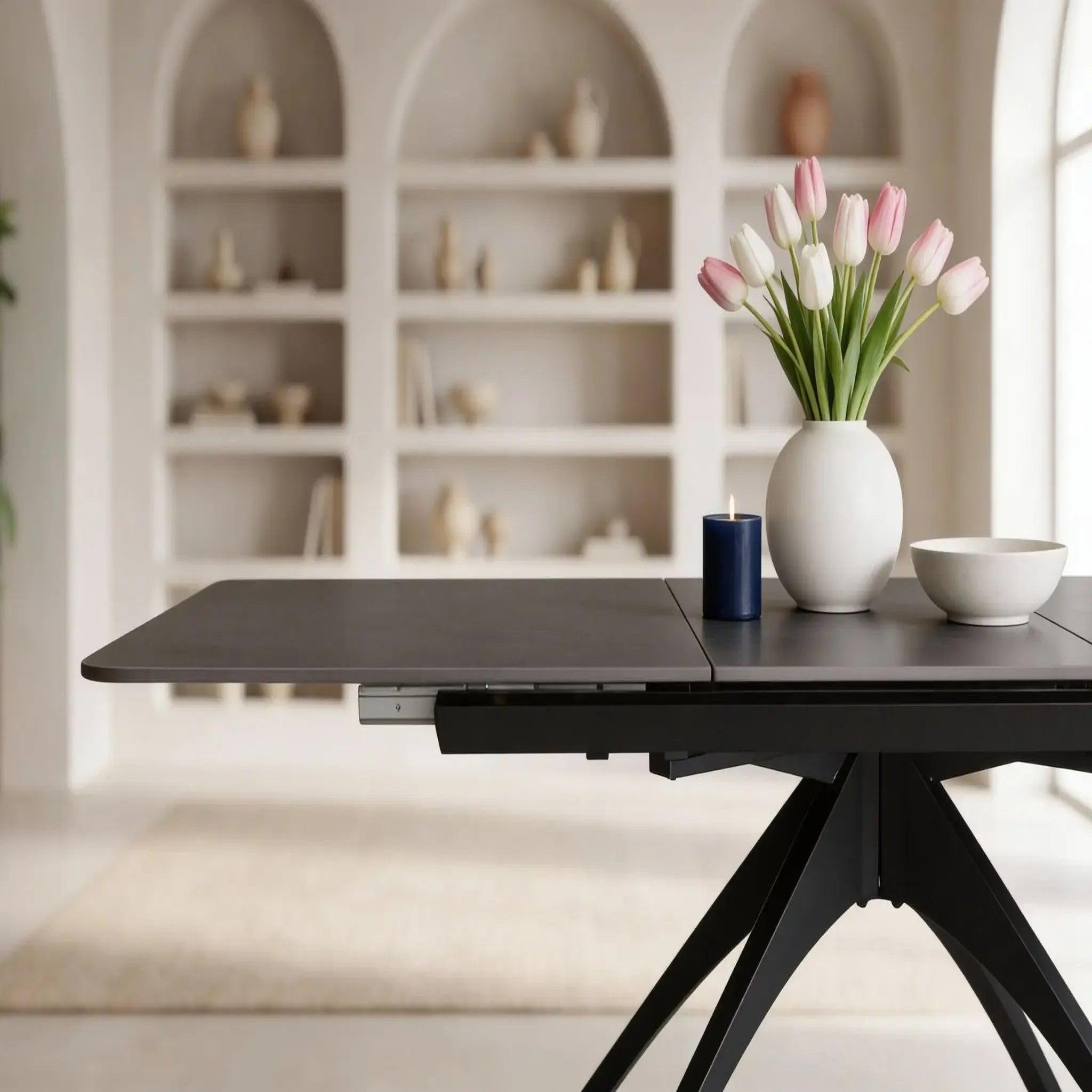 Voir la diapositive 6 : CASANOVA PARIS Anoa - table à manger extensible 150 à 200cm en pierre frittée - gris foncé