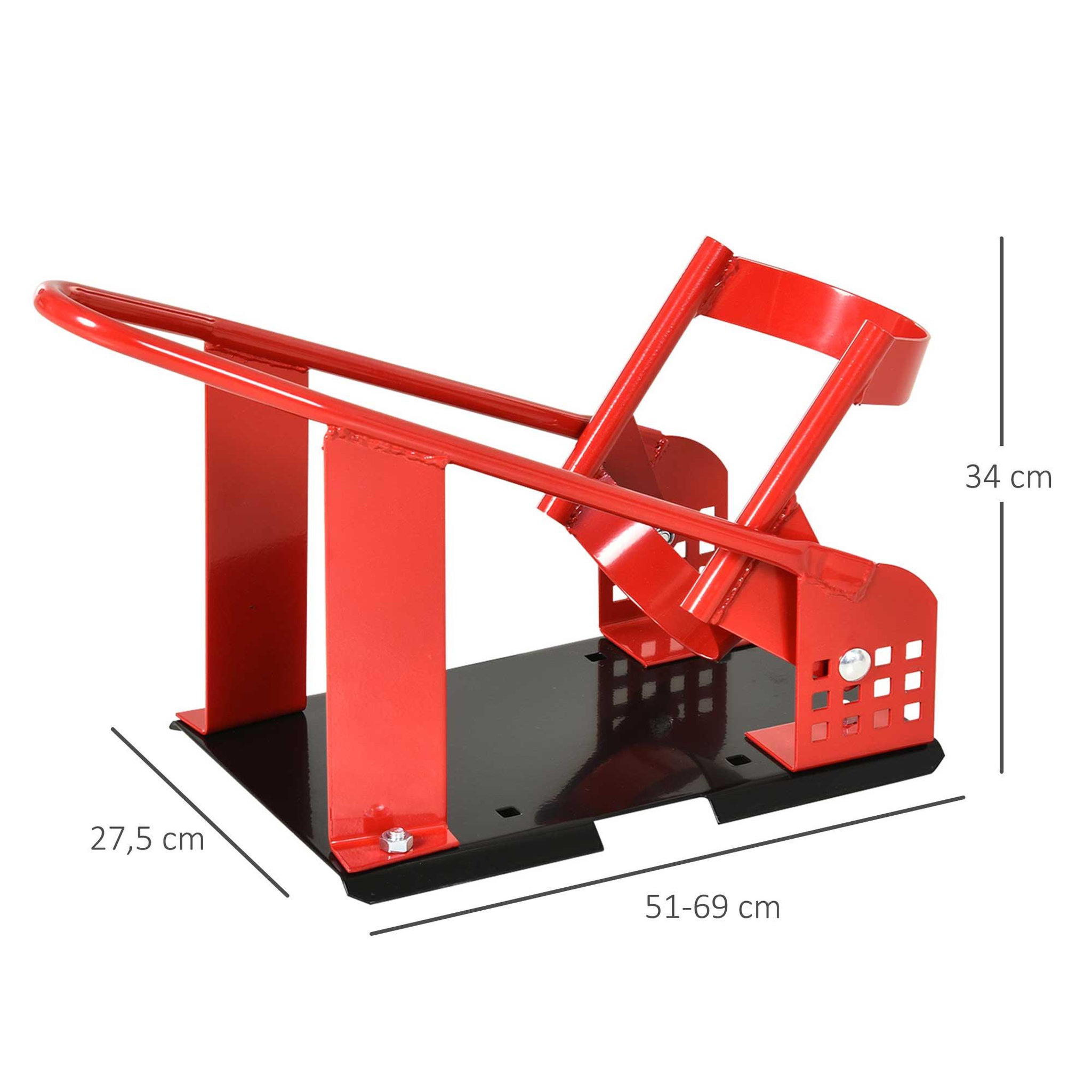 Voir la diapositive 3 : HOMCOM Rail de support universel pour moto - support béquille moto - bloque roue 8-15,5 cm - métal thermolaqué rouge noir