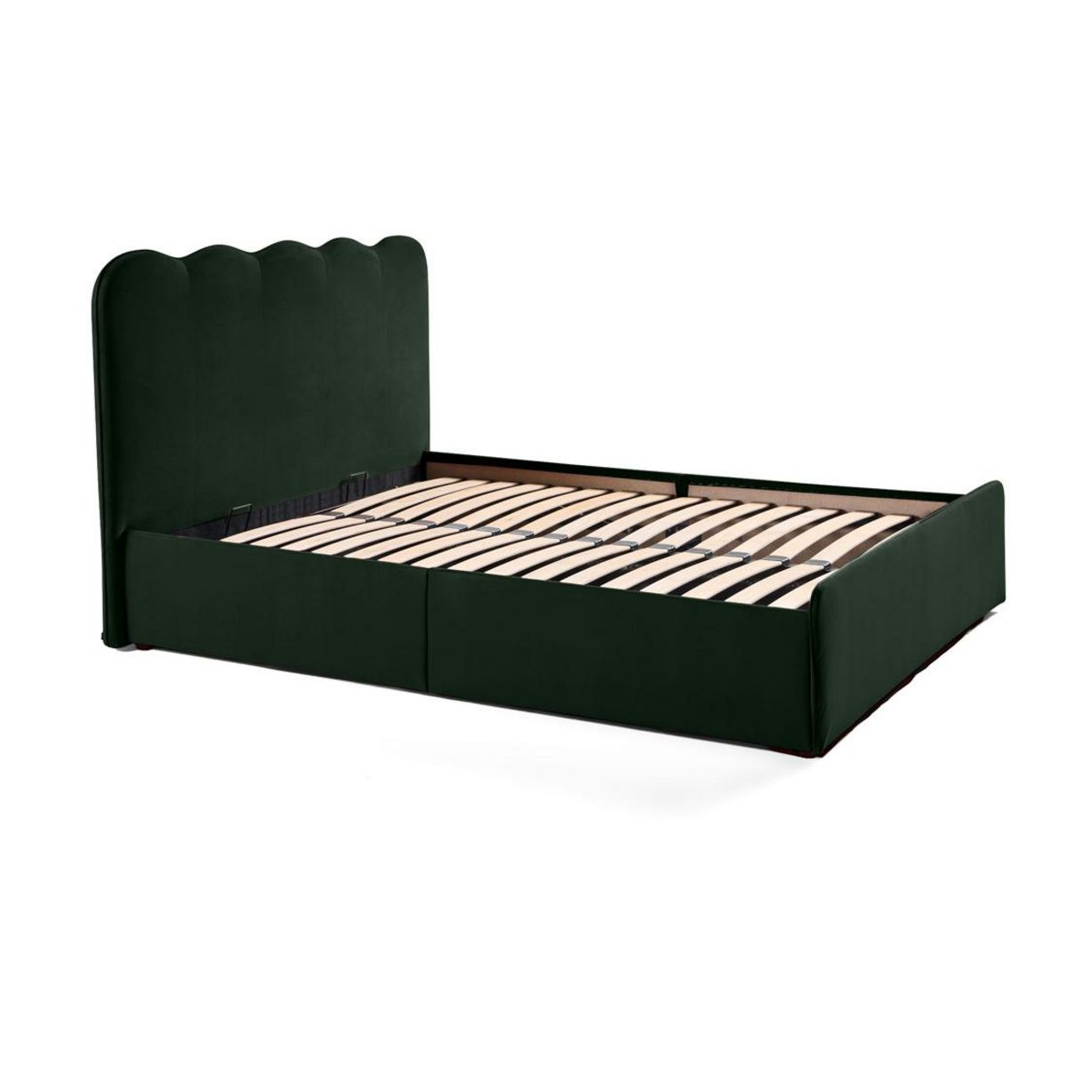 BEST MOBILIER Kahlo - lit coffre - 160x200 - en velours - sommier inclus