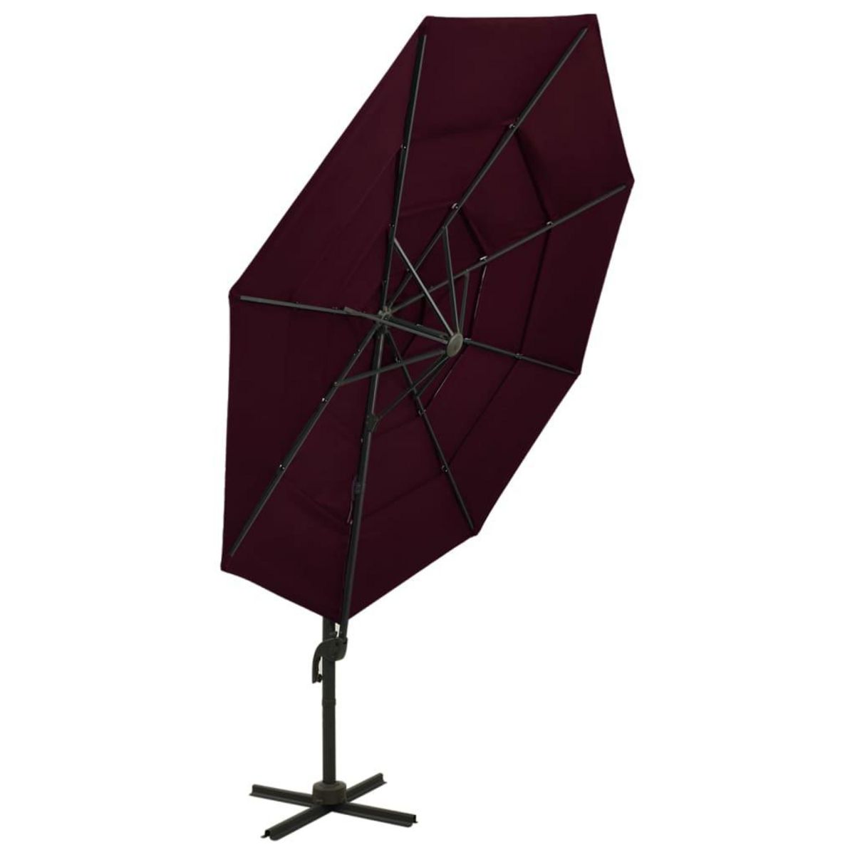 VIDAXL Parasol de jardin a 4 niveaux mat en aluminium rouge bordeaux