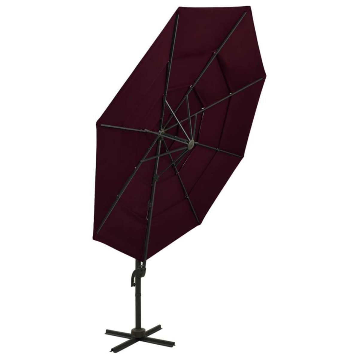 VIDAXL Parasol de jardin a 4 niveaux mat en aluminium rouge bordeaux