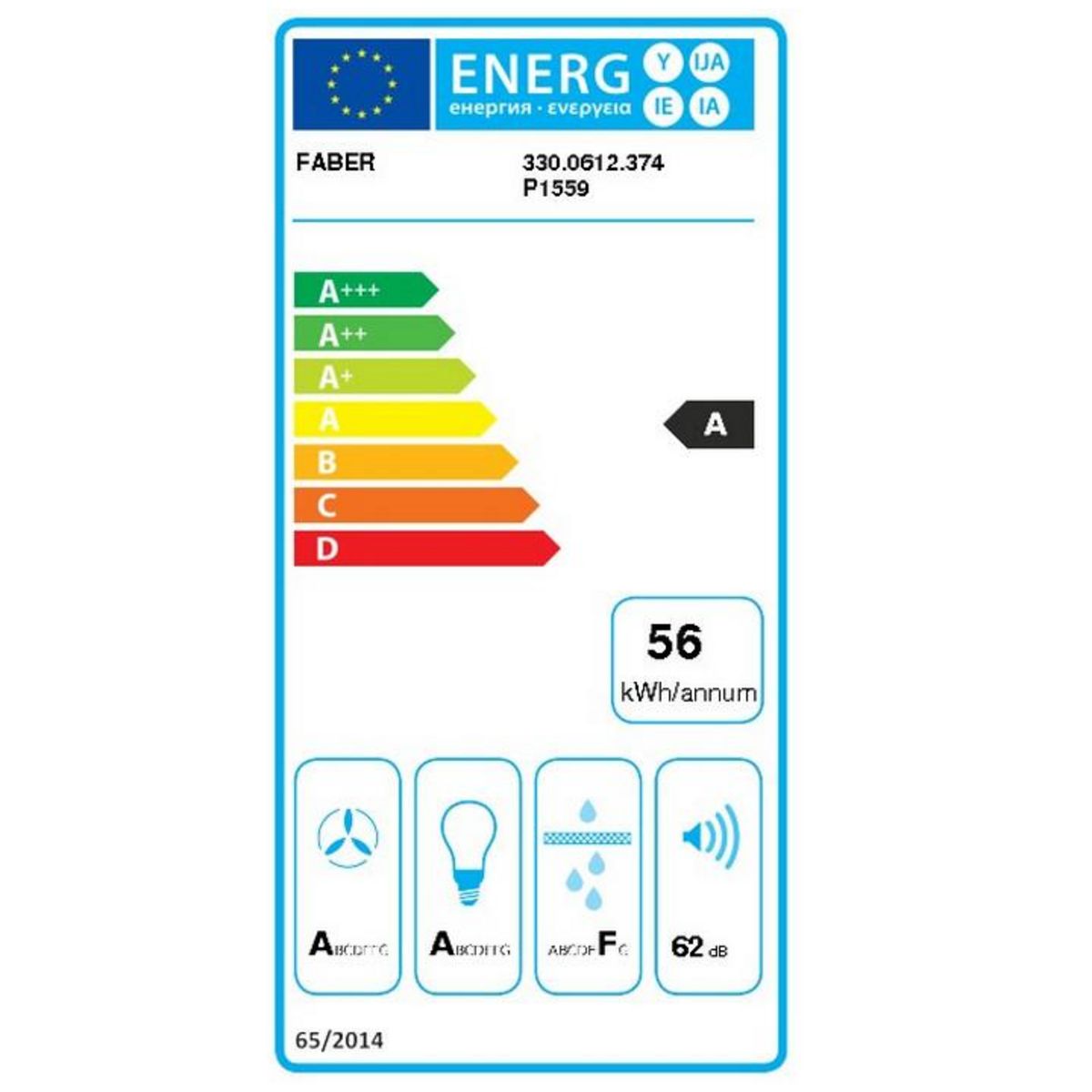 faber Hotte décorative inclinée 90cm 580m3/h noir - 5816724