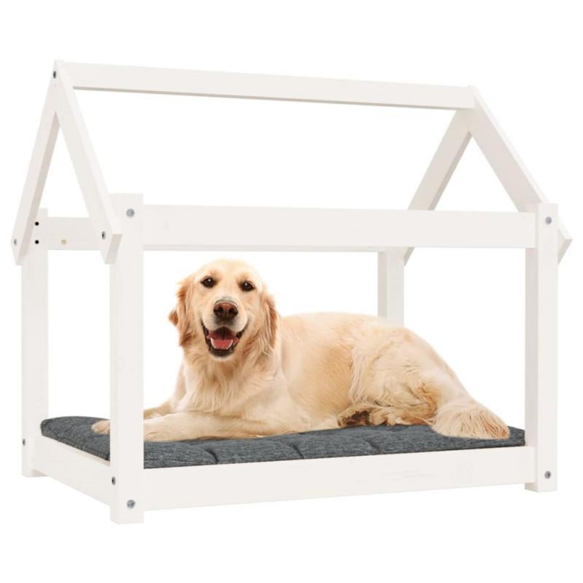 VIDAXL Lit pour chien Blanc 81x60x70 cm Bois de pin solide