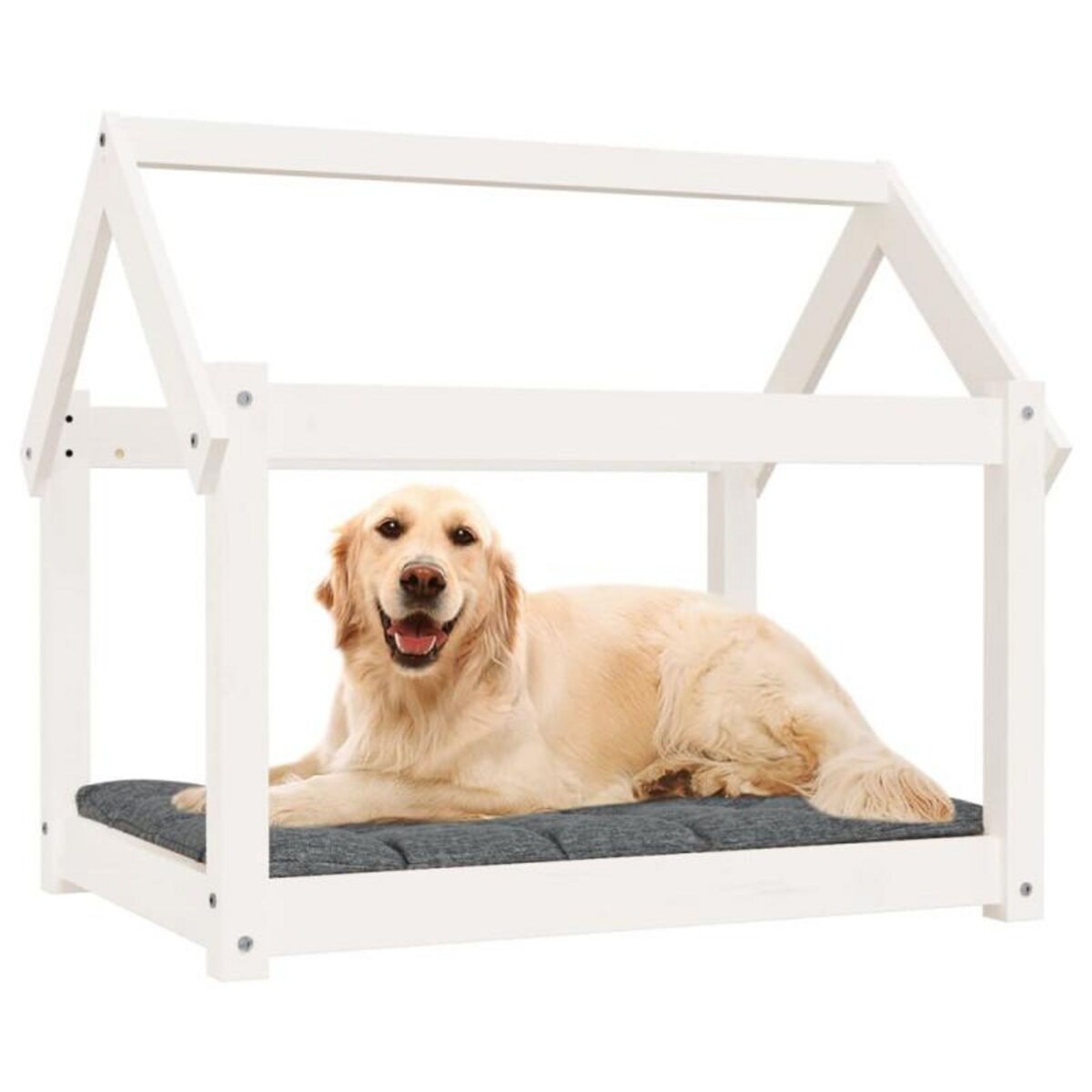 VIDAXL Lit pour chien Blanc 81x60x70 cm Bois de pin solide