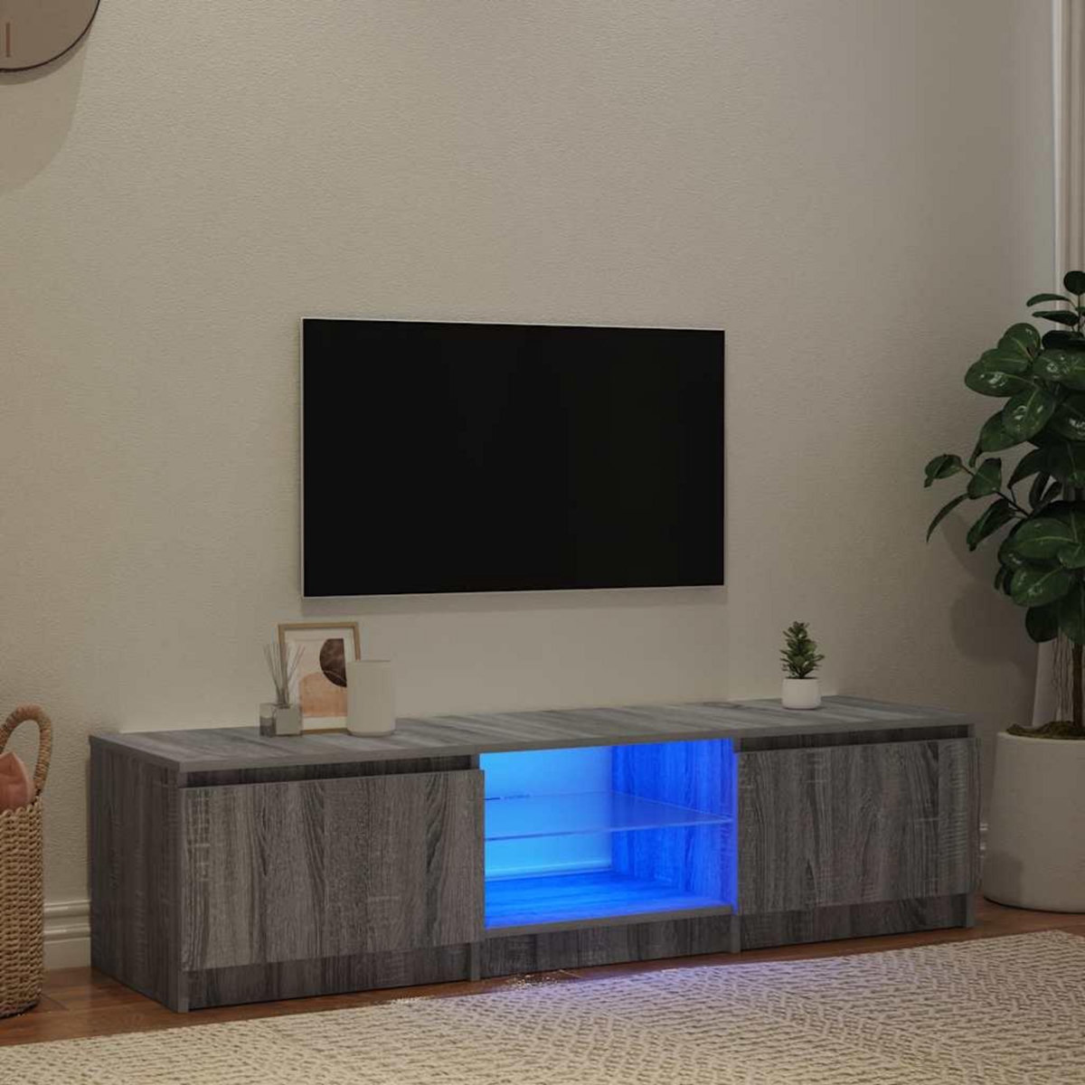 VIDAXL Meuble TV avec lumieres LED Sonoma gris 140x40x36 cm